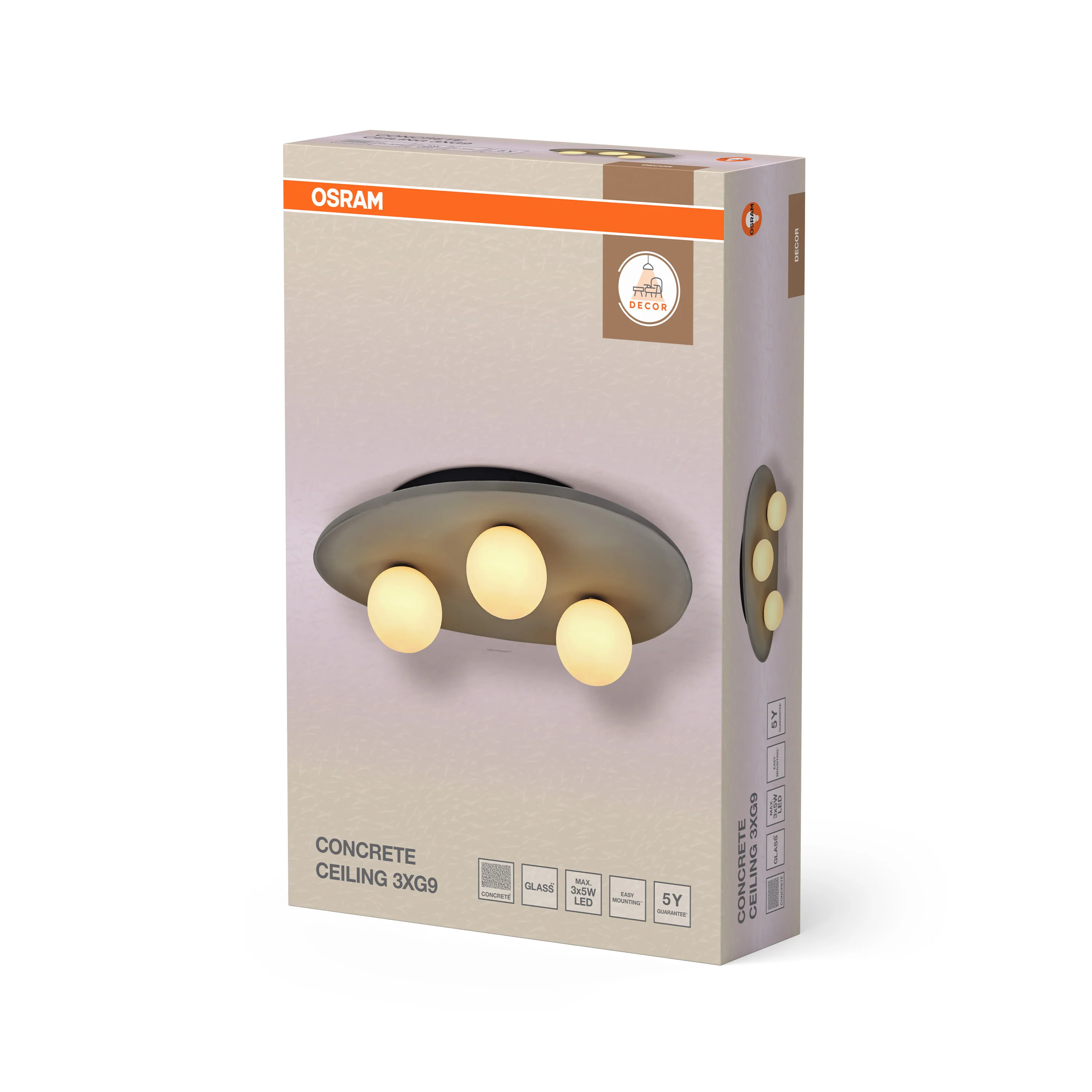 OSRAM Decor Concrete Nest Plafon 3 xG9 szary - Image 6