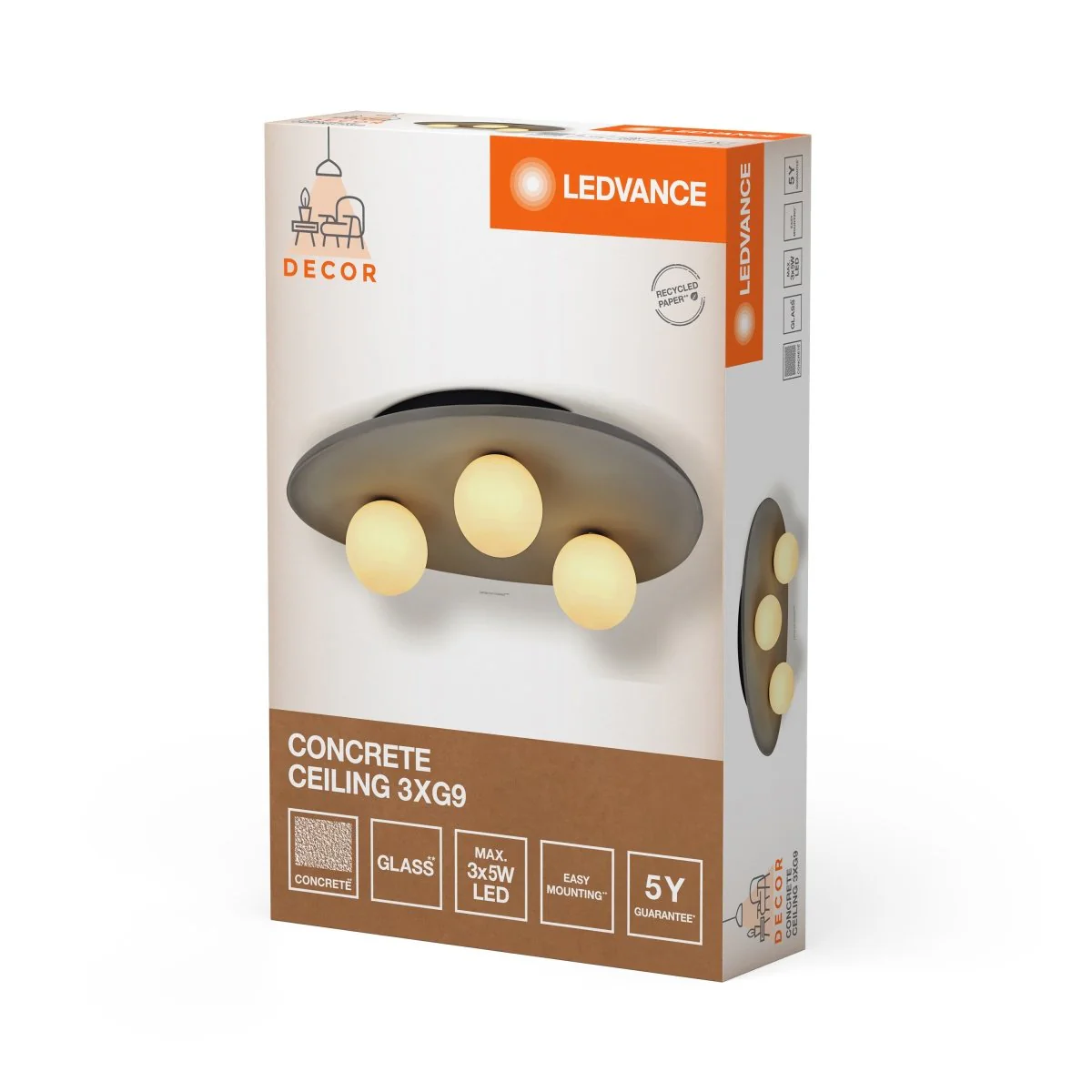 OSRAM Decor Concrete Nest Plafon 3xG9 ciemnoszary - Image 2