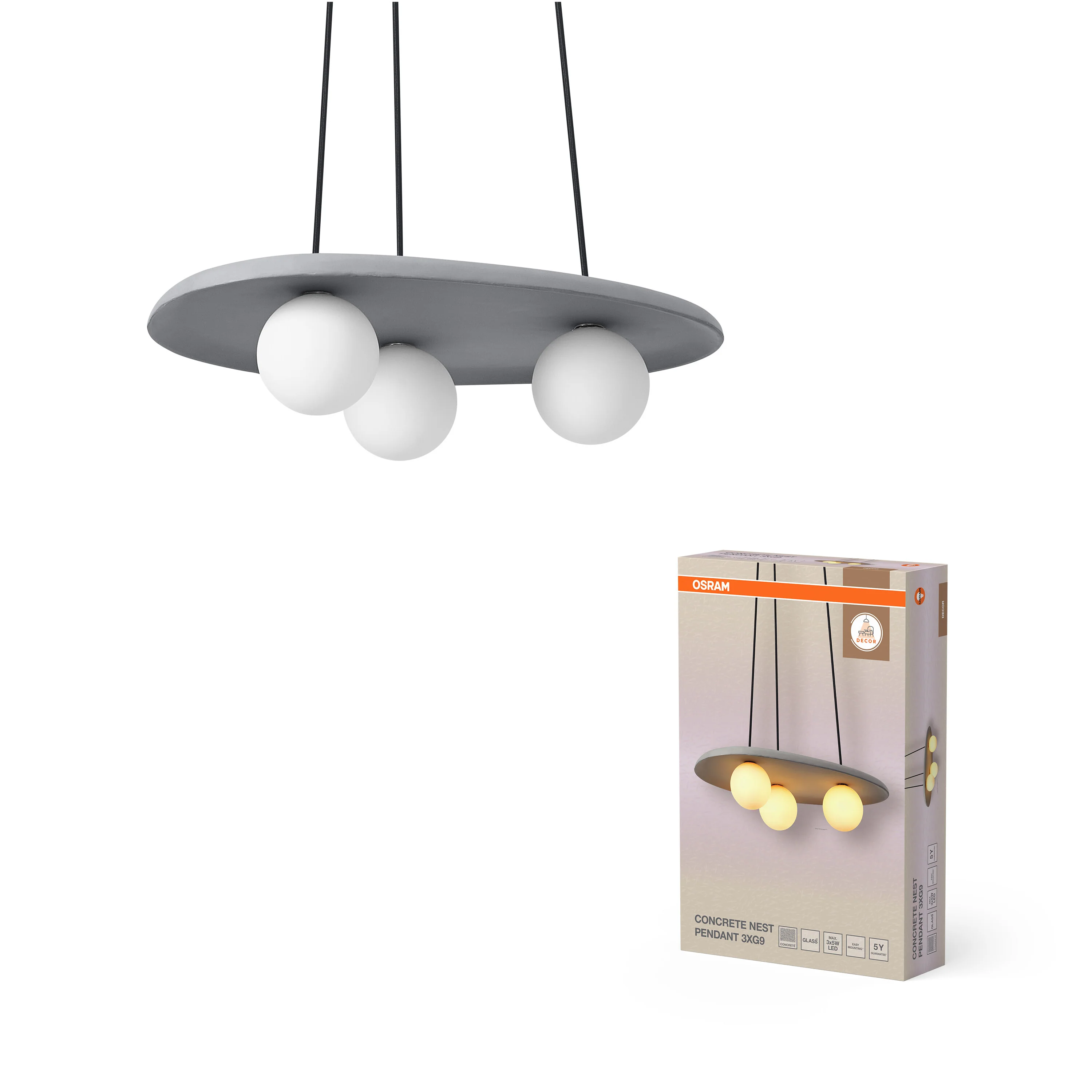 OSRAM Decor Concrete Nest Wisząca G9 szary - Image 5
