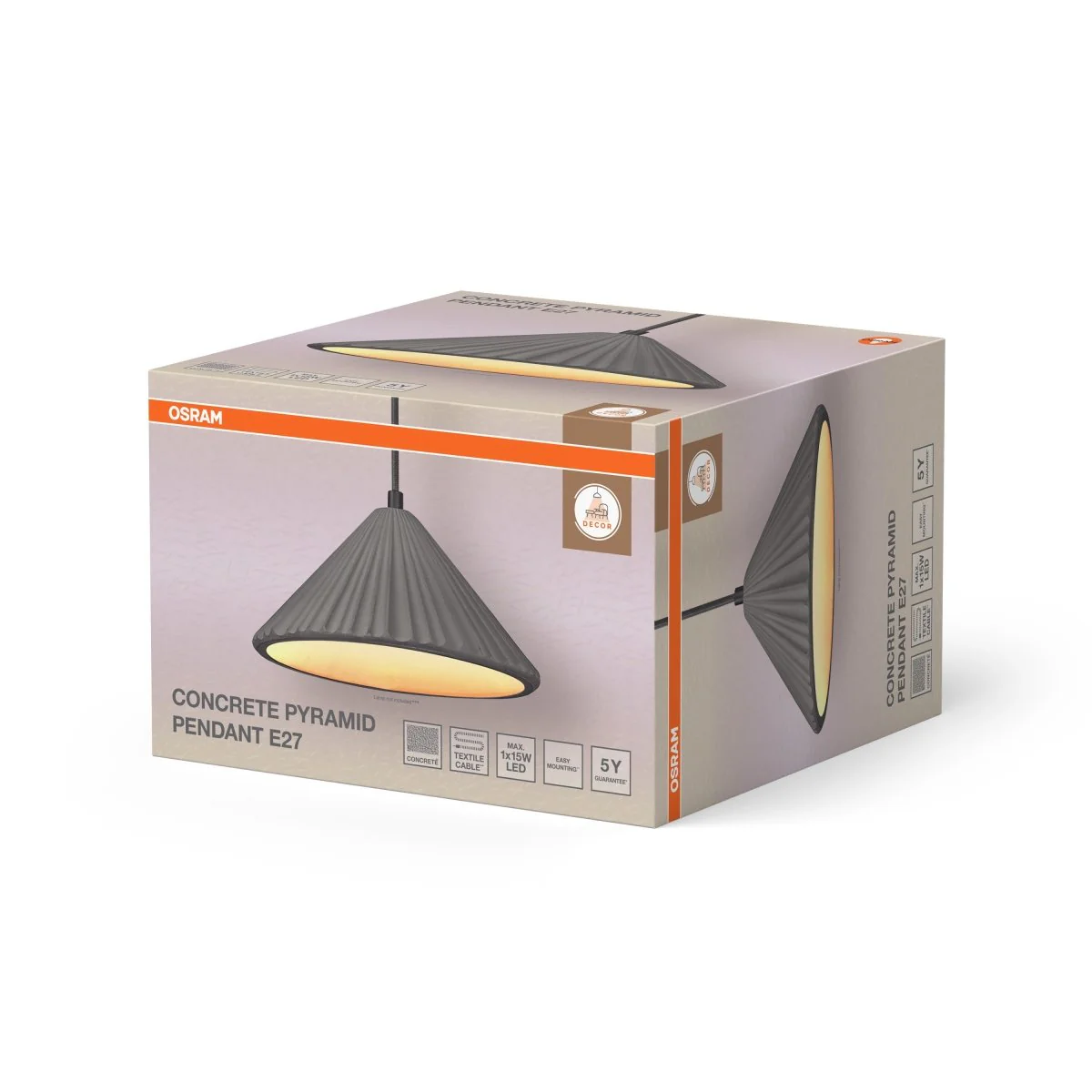 OSRAM Decor Concrete Pyramid Wisząca E27 ciemnoszary - Image 2