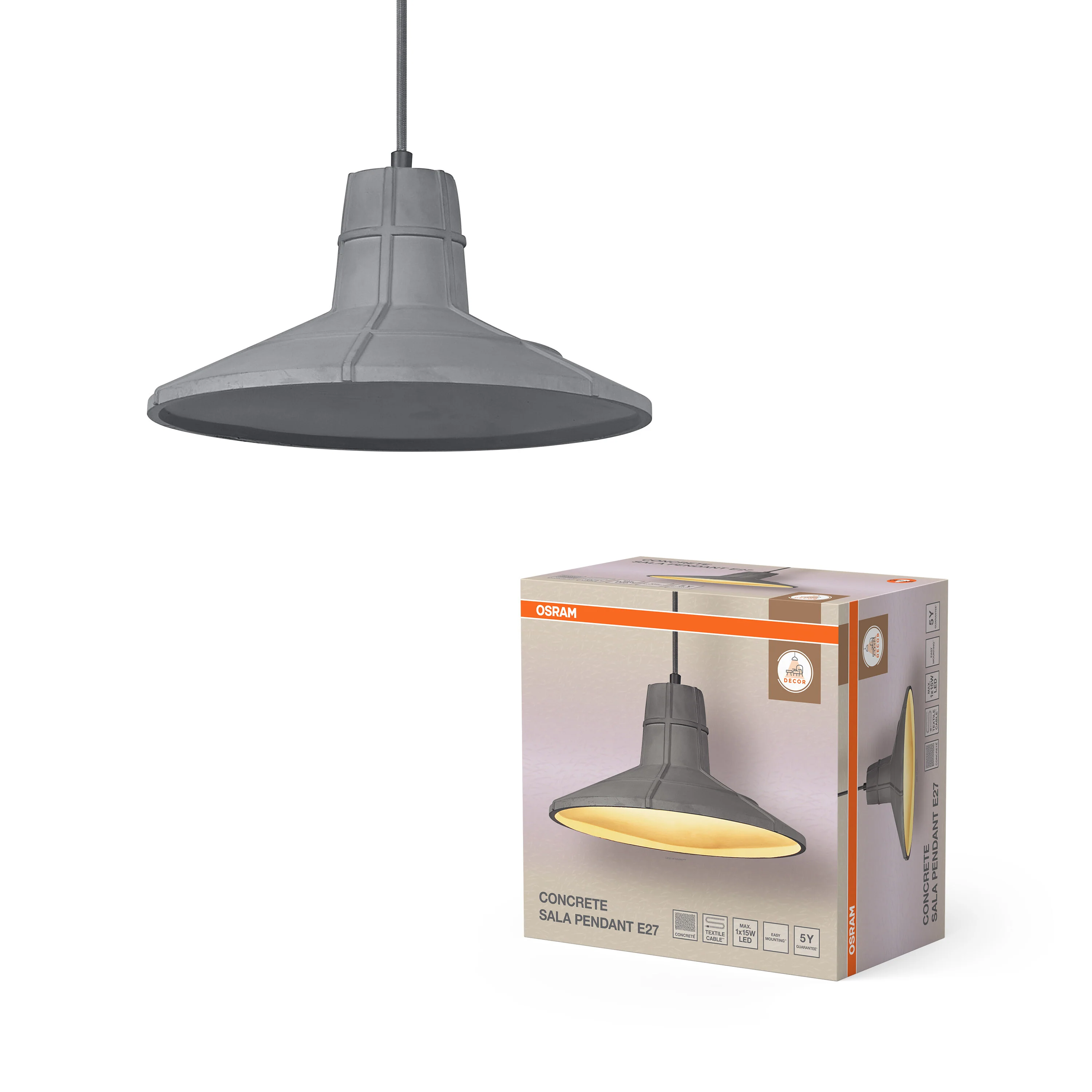 OSRAM Decor Concrete Sala Wisząca E 27 ciemnoszary - Image 5