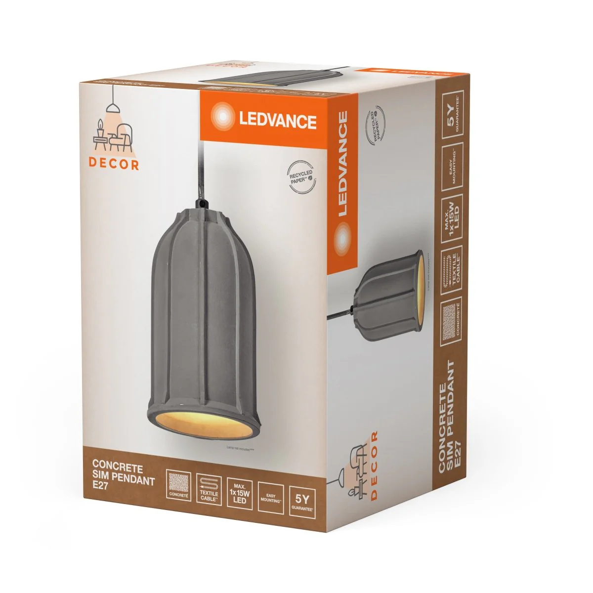 OSRAM Decor Concrete Sim Wisząca E 27  ciemnoszary - Image 2