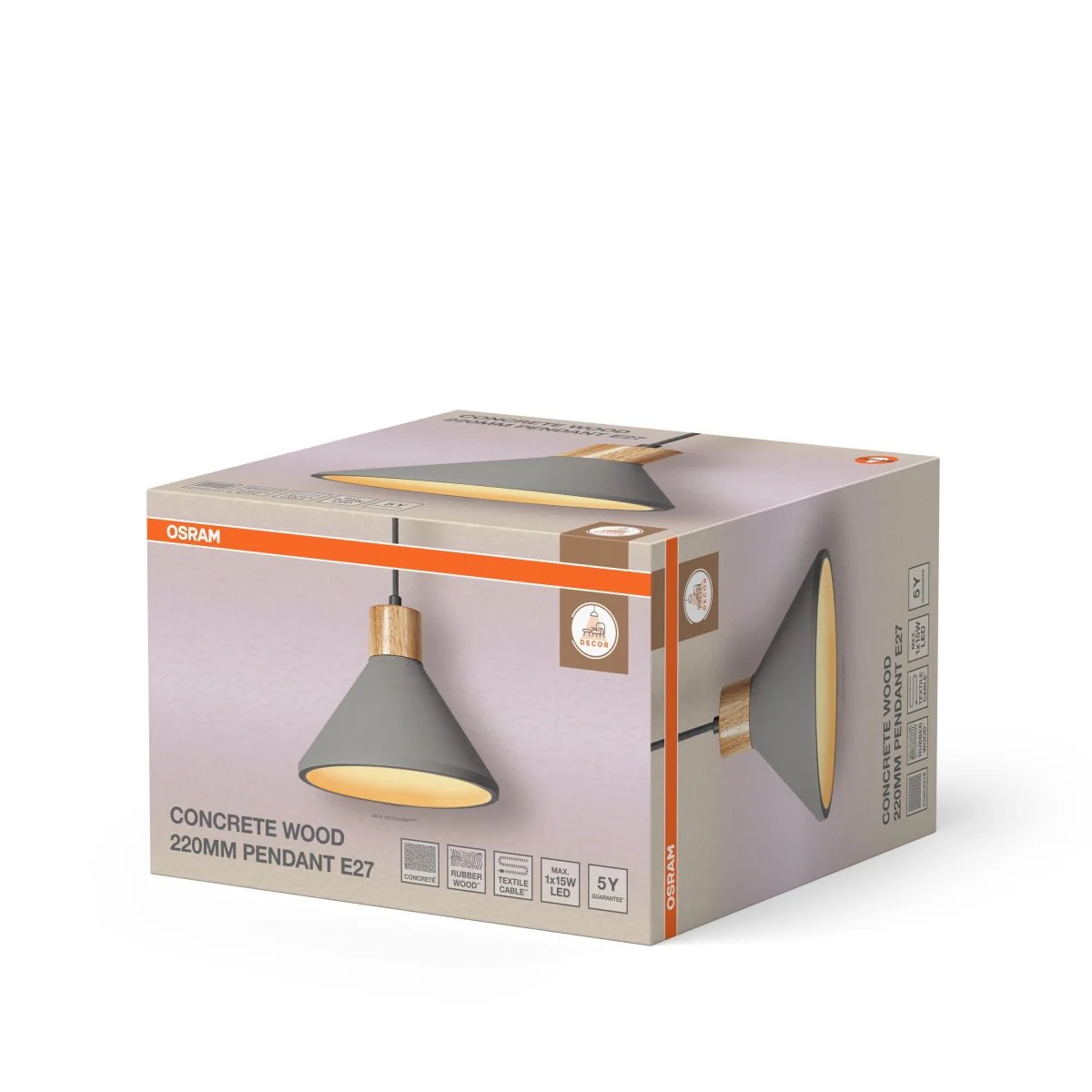 OSRAM Decor Concrete Wood Wisząca 220 mm E27 ciemnoszary - Image 2