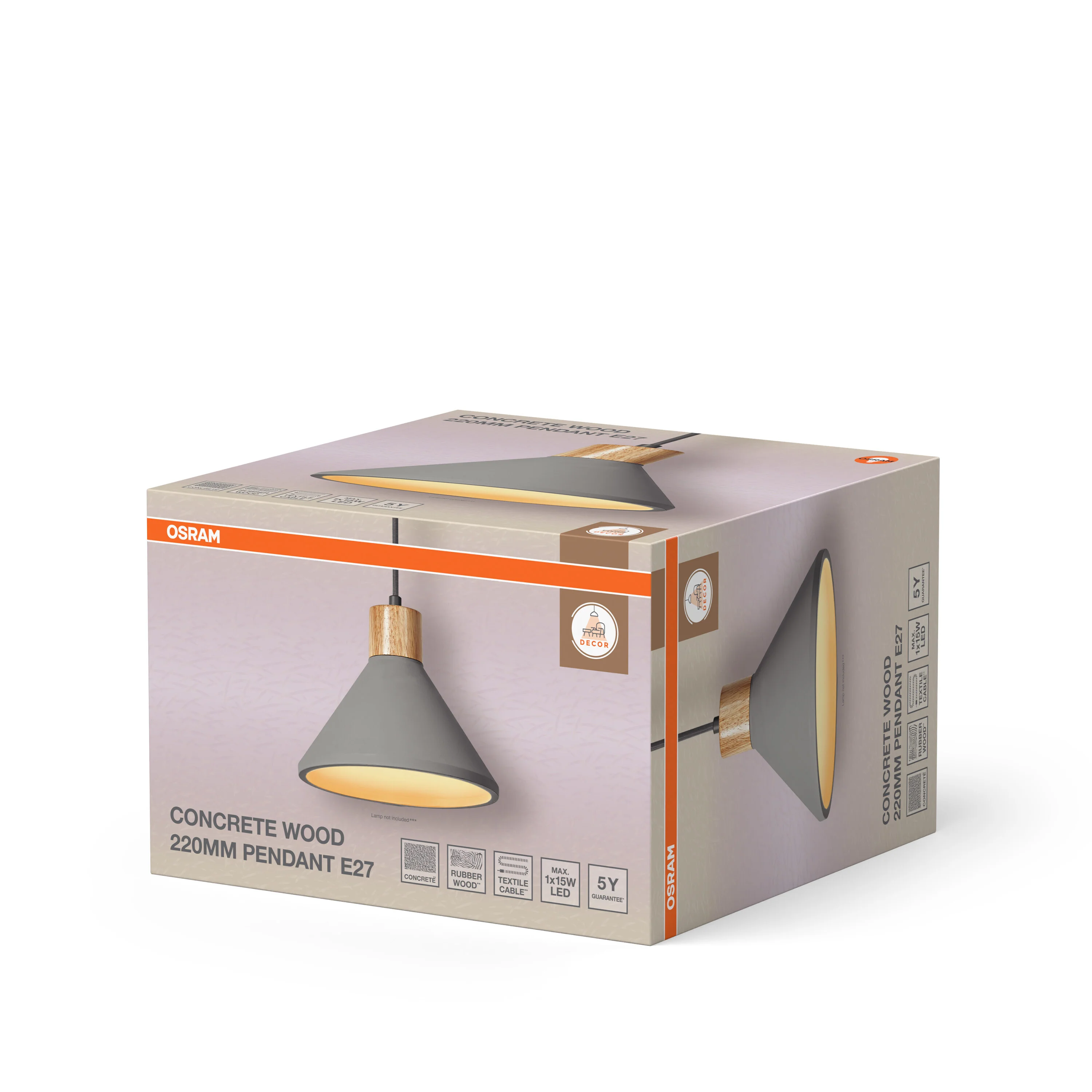 OSRAM Decor Concrete Wood Wisząca 220 mm E27 ciemnoszary - Image 6