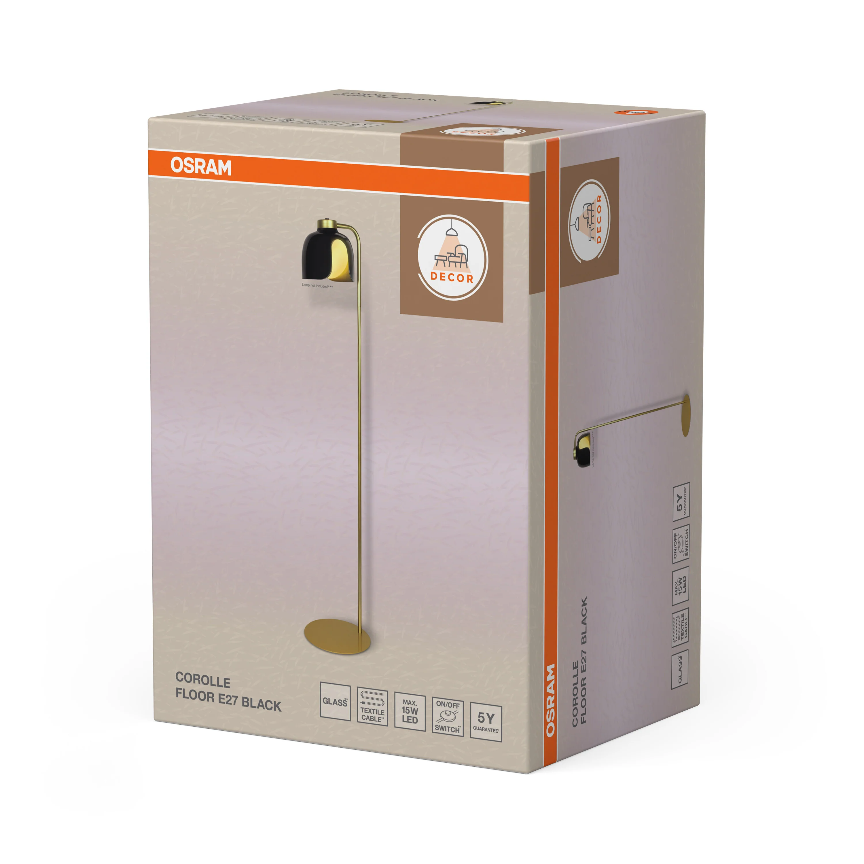 OSRAM Decor Corolle Lampa stojąca E27 czarna - Image 6