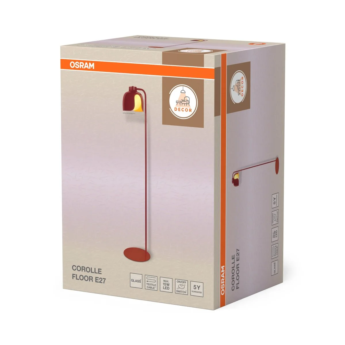 OSRAM Decor Corolle Lampa stojąca E27 czerwona - Image 2