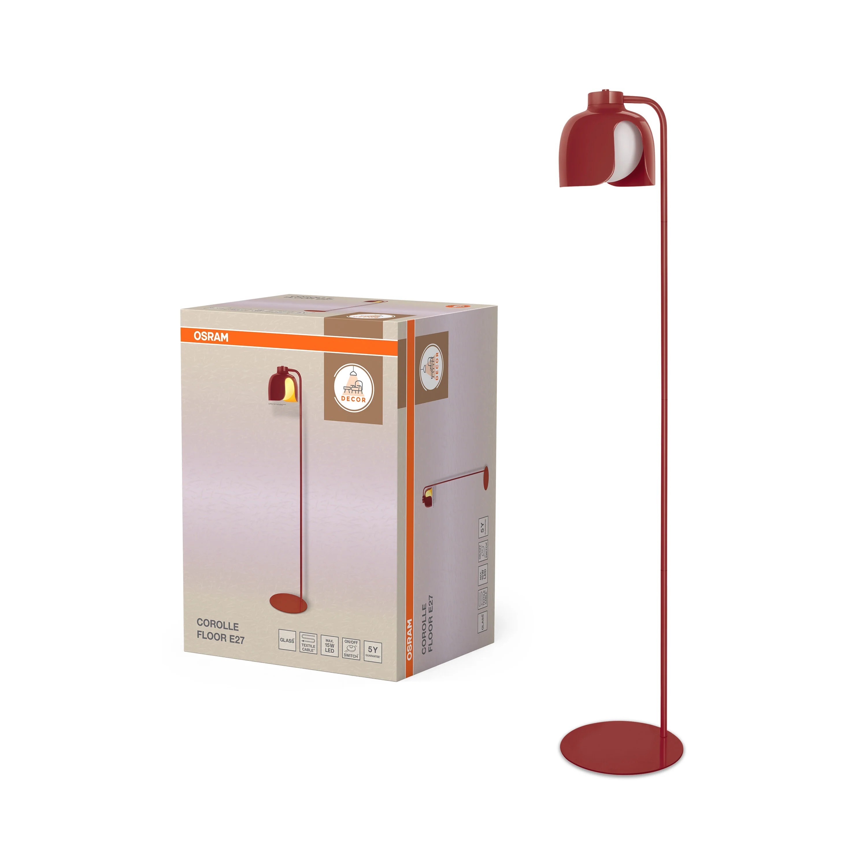 OSRAM Decor Corolle Lampa stojąca E27 czerwona - Image 5