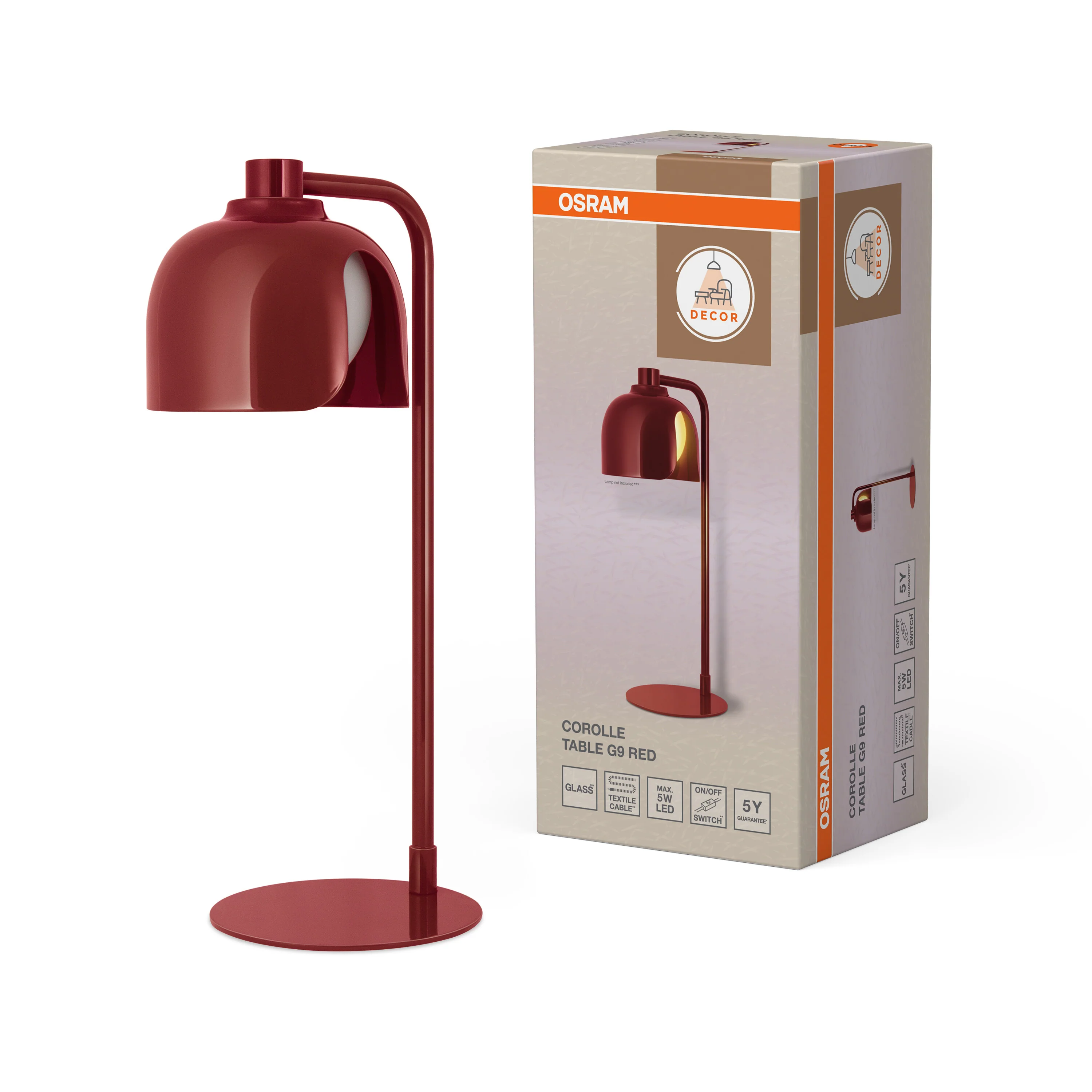 OSRAM Decor Corolle Lampa stołowa G9 czerwona - Image 5