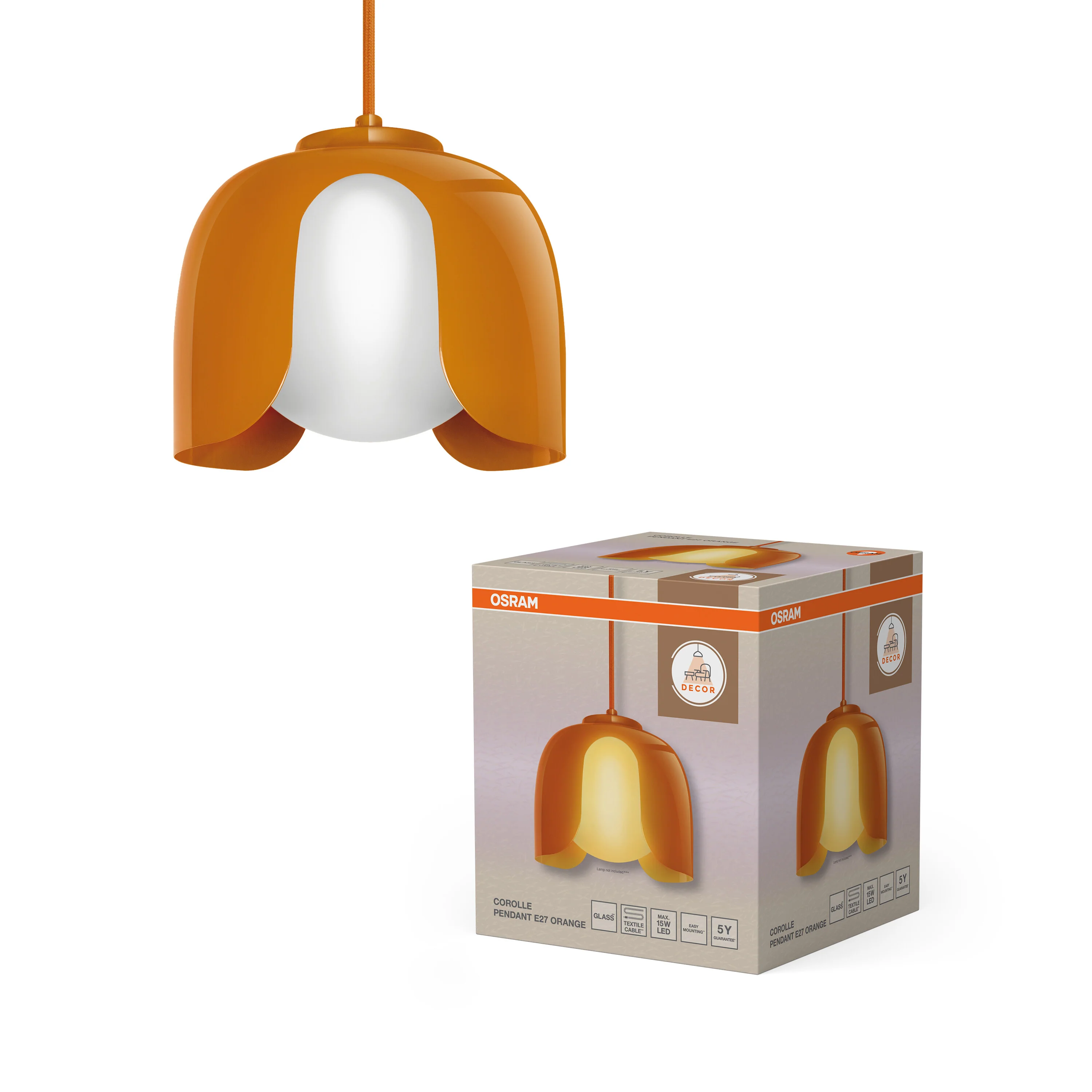 OSRAM Decor Corolle Wisząca E27 pomarańczowy - Image 5