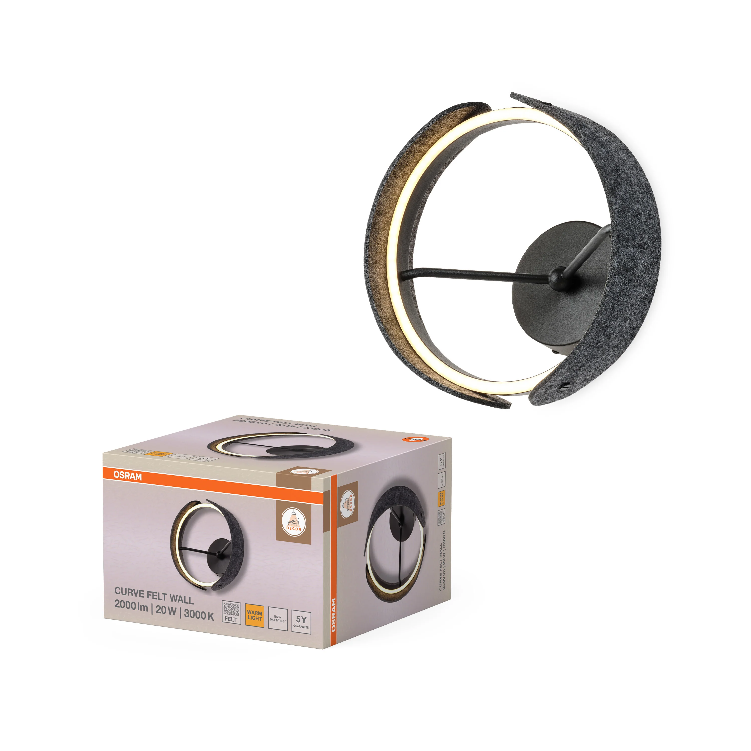OSRAM Decor Curve Felt Kinkiet 20W 830 ciemnoszary - Image 5