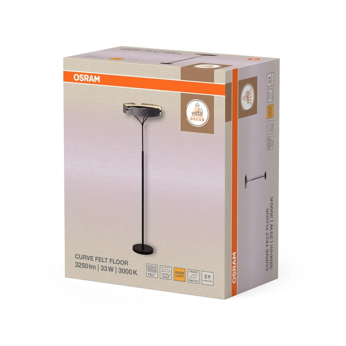 OSRAM Decor Curve Felt Lampa stojąca 33W 830 ciemnoszara - Image 2