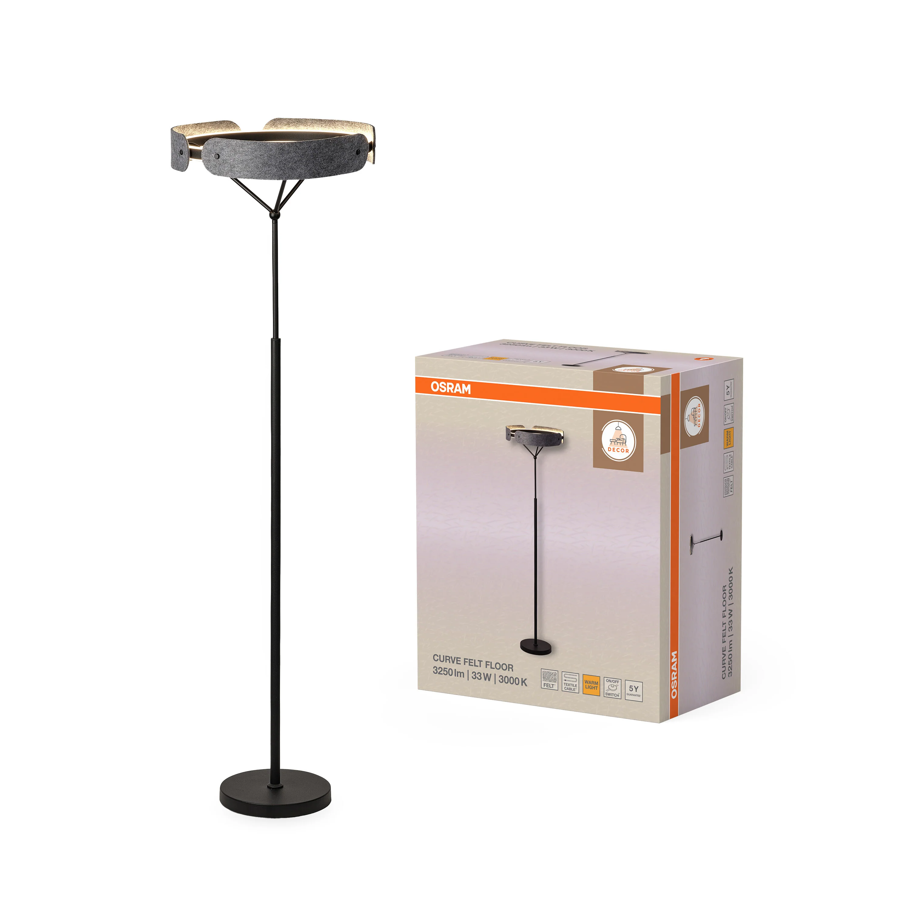 OSRAM Decor Curve Felt Lampa stojąca 33W 830 ciemnoszara - Image 5