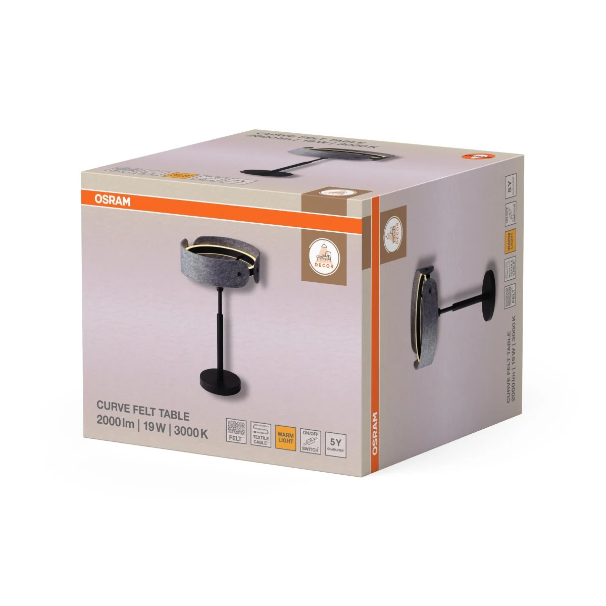 OSRAM Decor Curve Felt Lampa stołowa 19W 830 ciemnoszara - Image 2