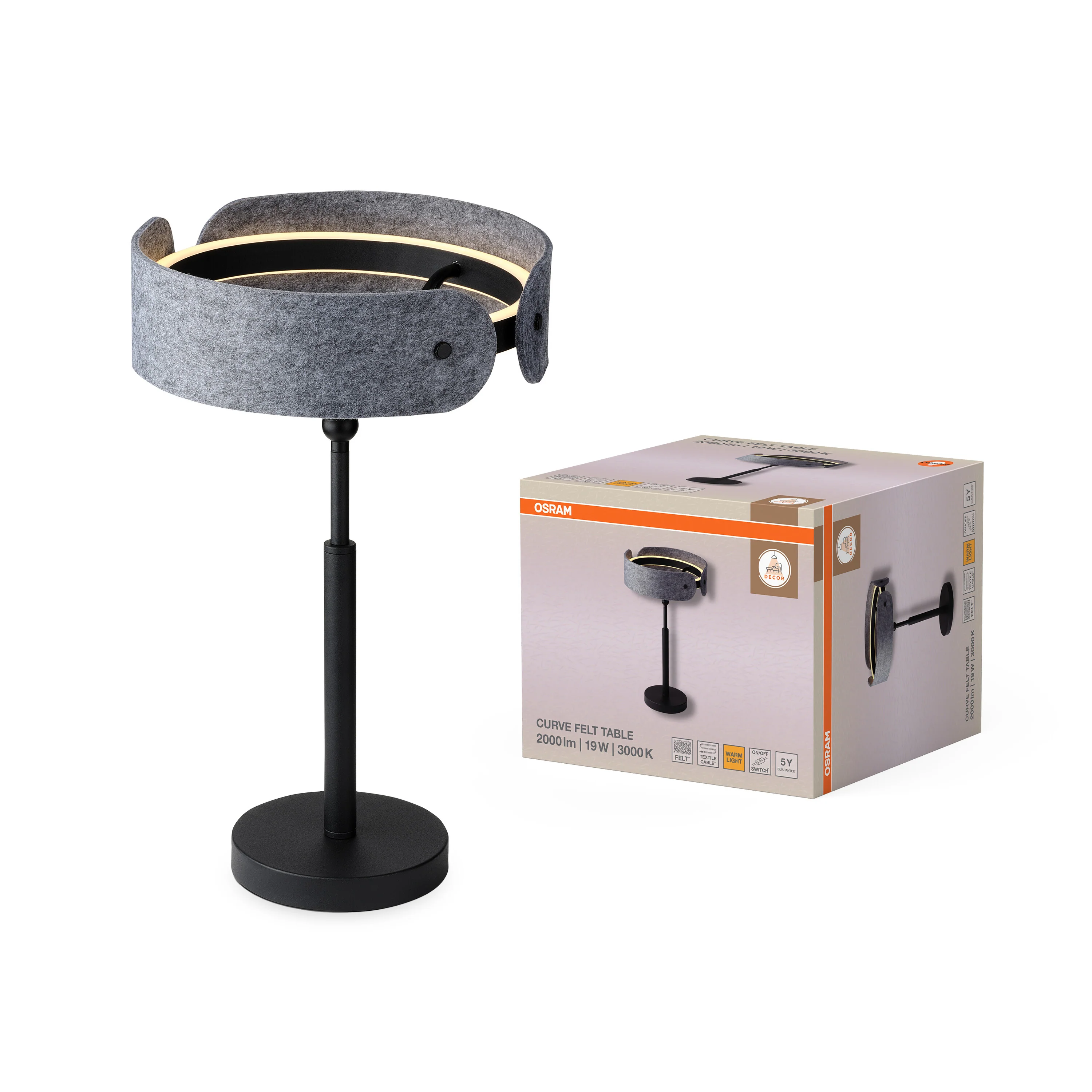 OSRAM Decor Curve Felt Lampa stołowa 19W 830 ciemnoszara - Image 5