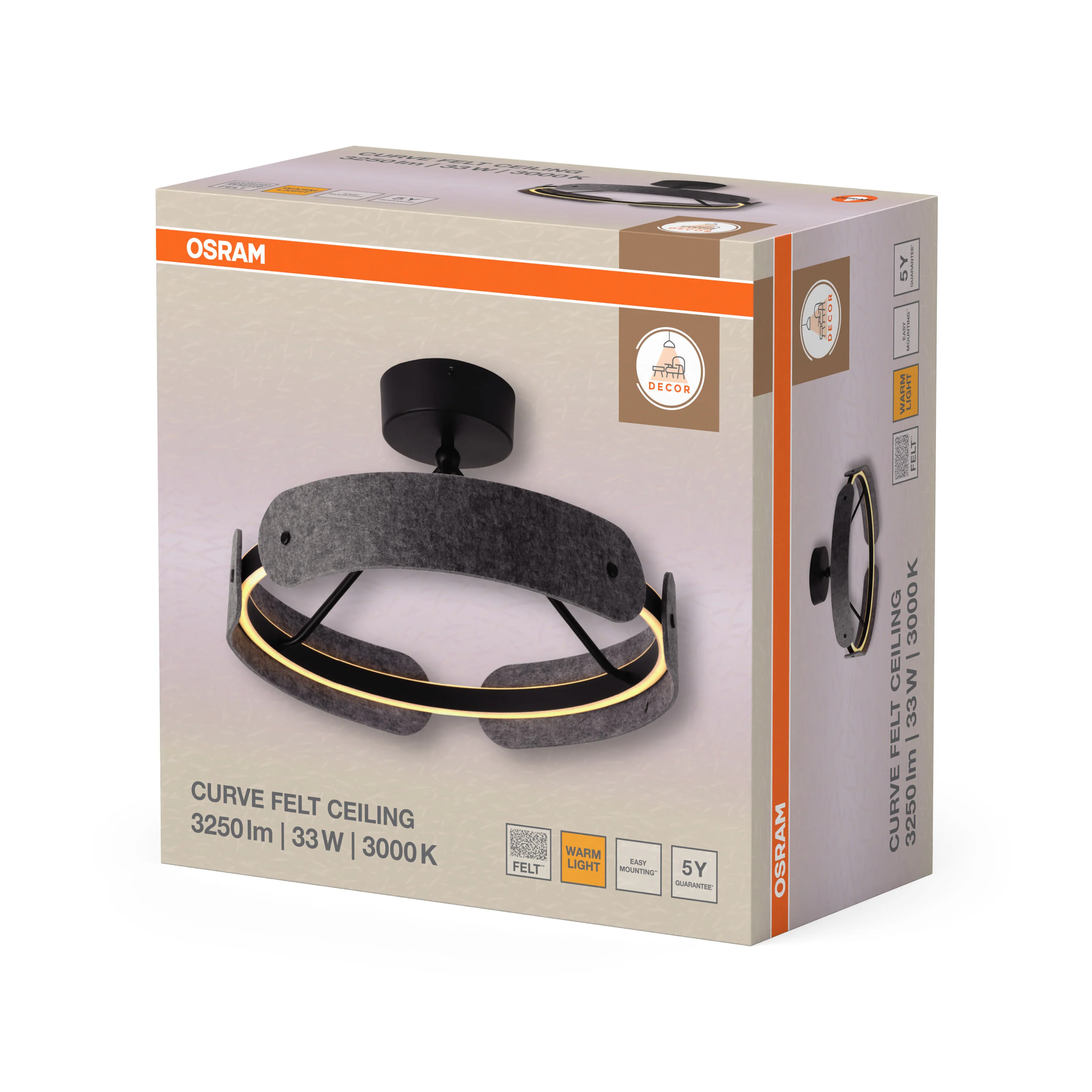 OSRAM Decor Curve Felt Plafon 33W 830 ciemnoszary - Image 6