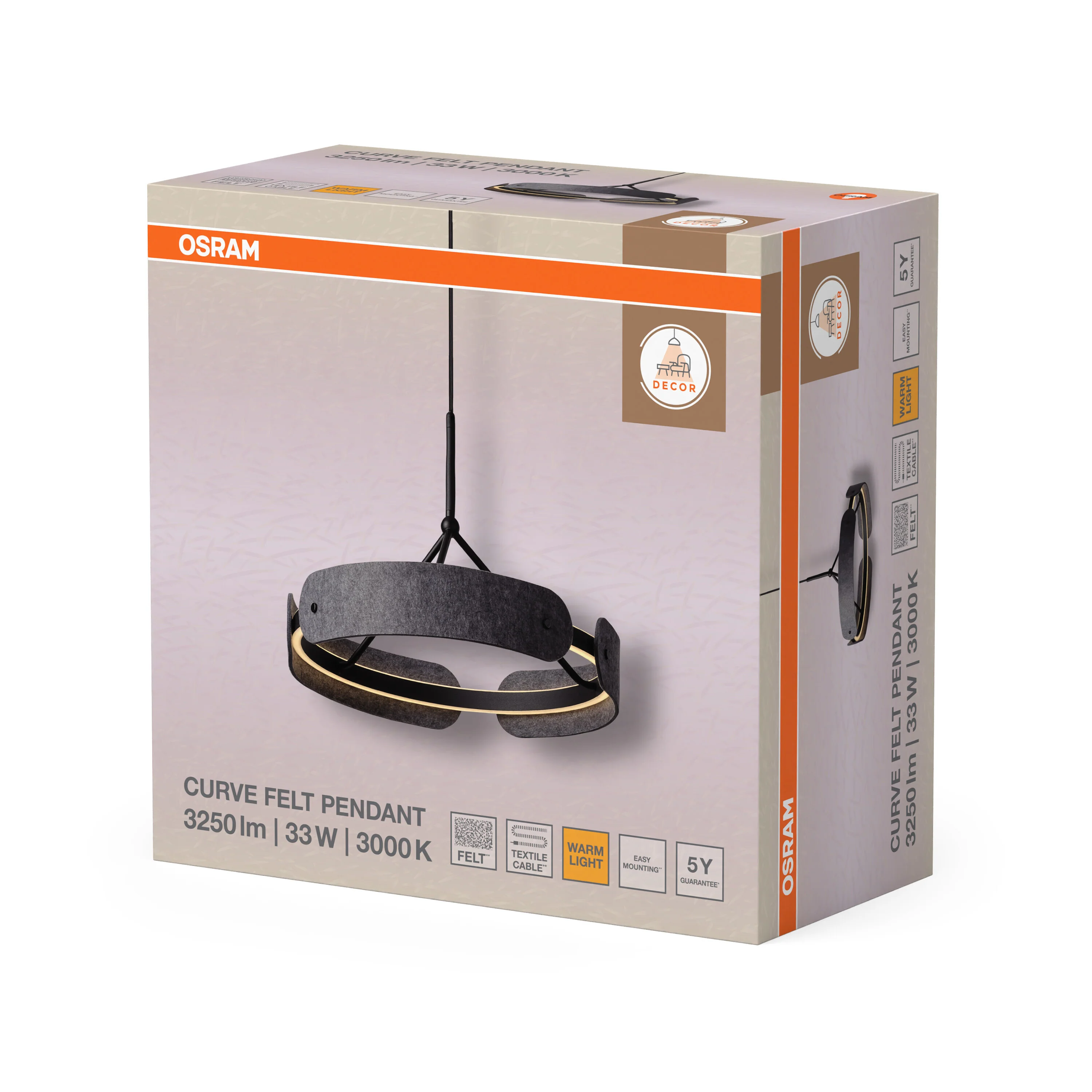OSRAM Decor Curve Felt Wisząca 33W 830 ciemnoszary - Image 6