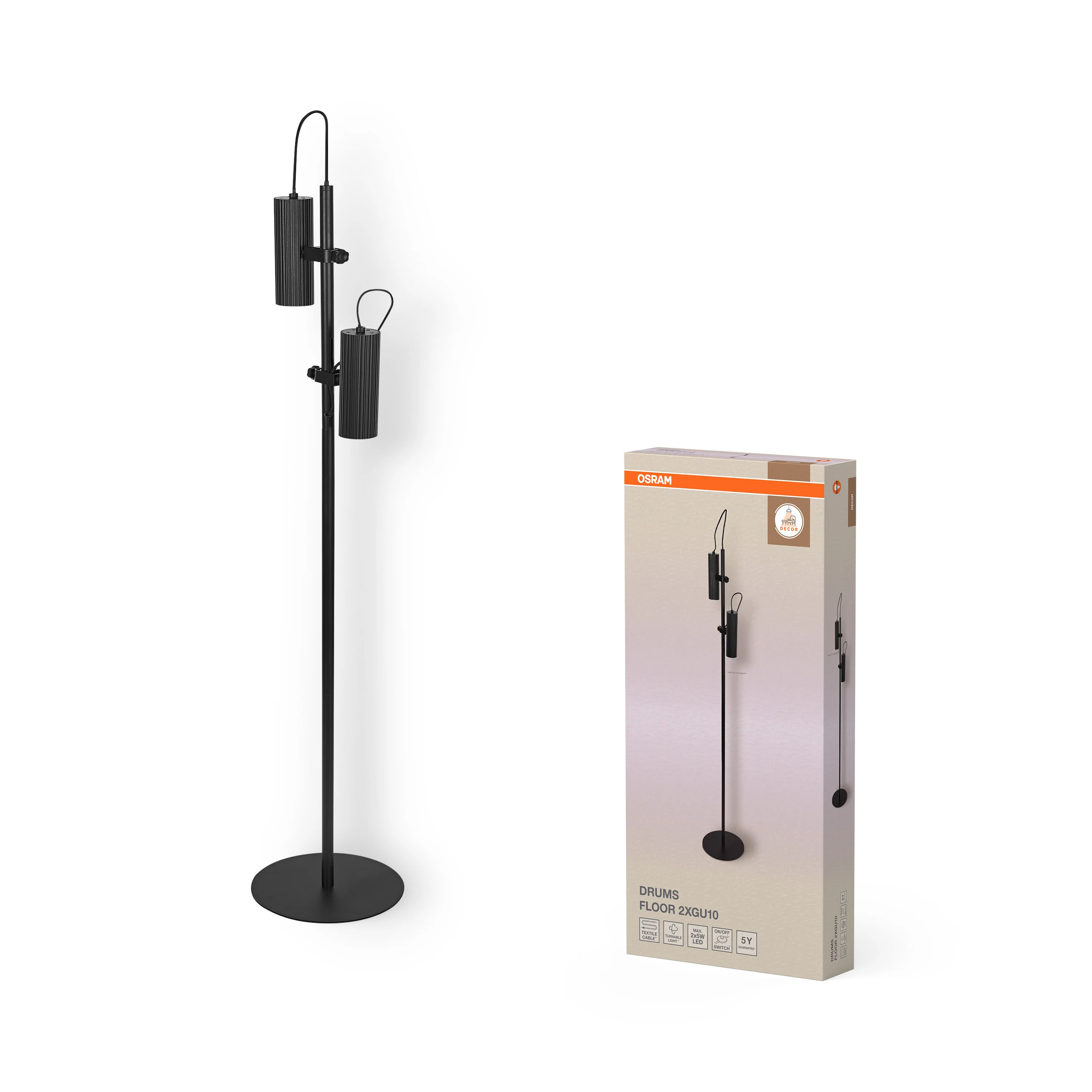 OSRAM Decor Drums Lampa  stojąca 2xGU10 czarna - Image 5