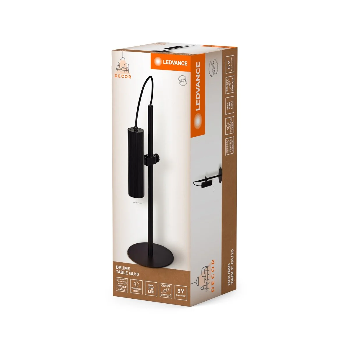 OSRAM Decor Drums Lampa stołowa GU 10 czarna - Image 2