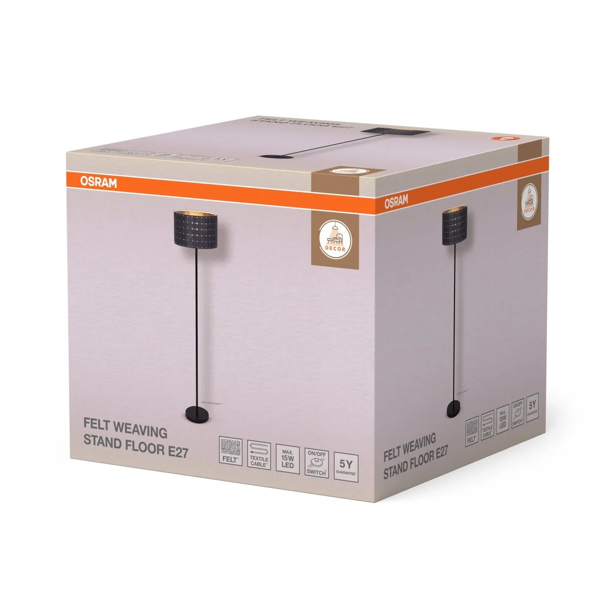 OSRAM Decor Felt Weaving Cans  Lampa stojąca E27 ciemnoszara - Image 2