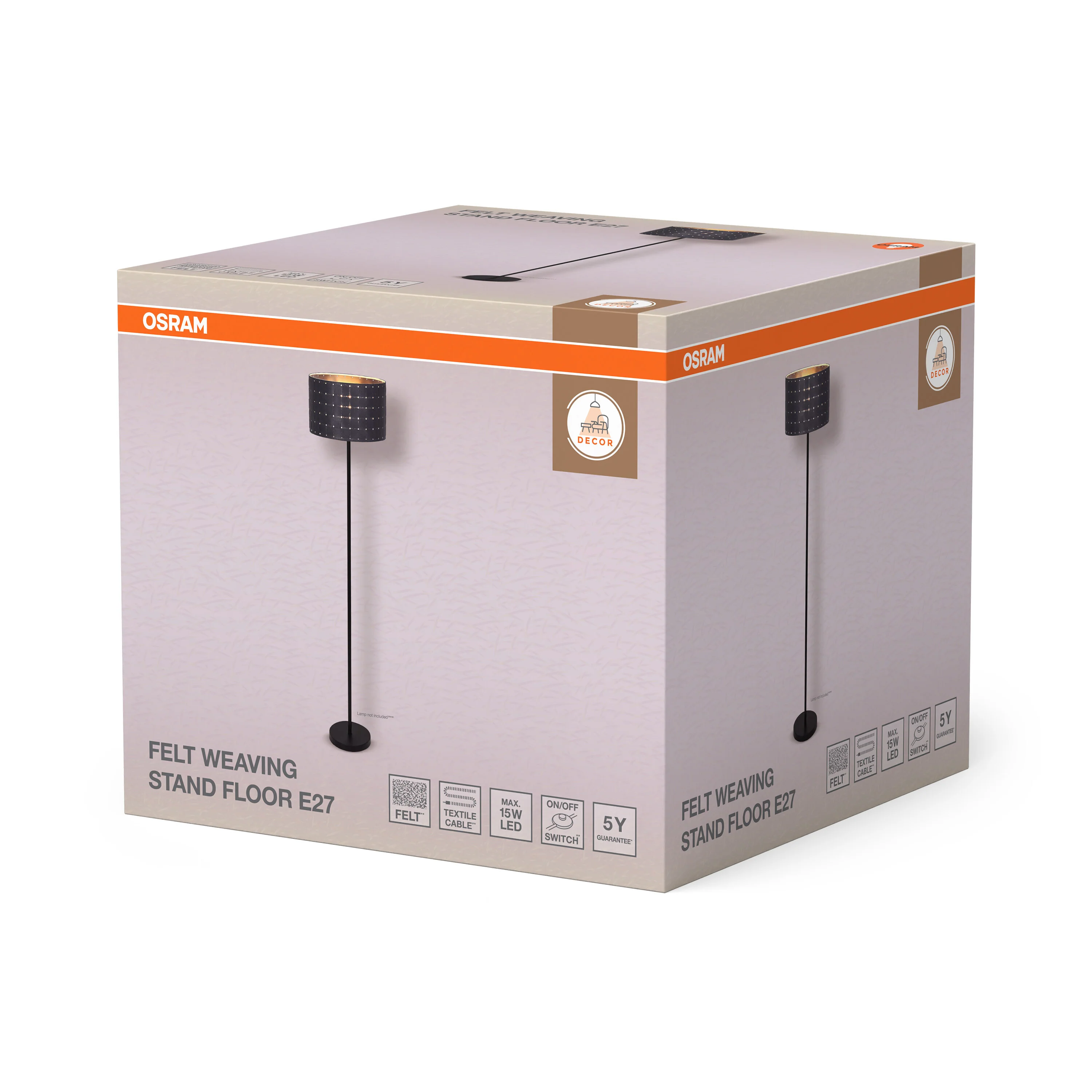 OSRAM Decor Felt Weaving Cans  Lampa stojąca E27 ciemnoszara - Image 6
