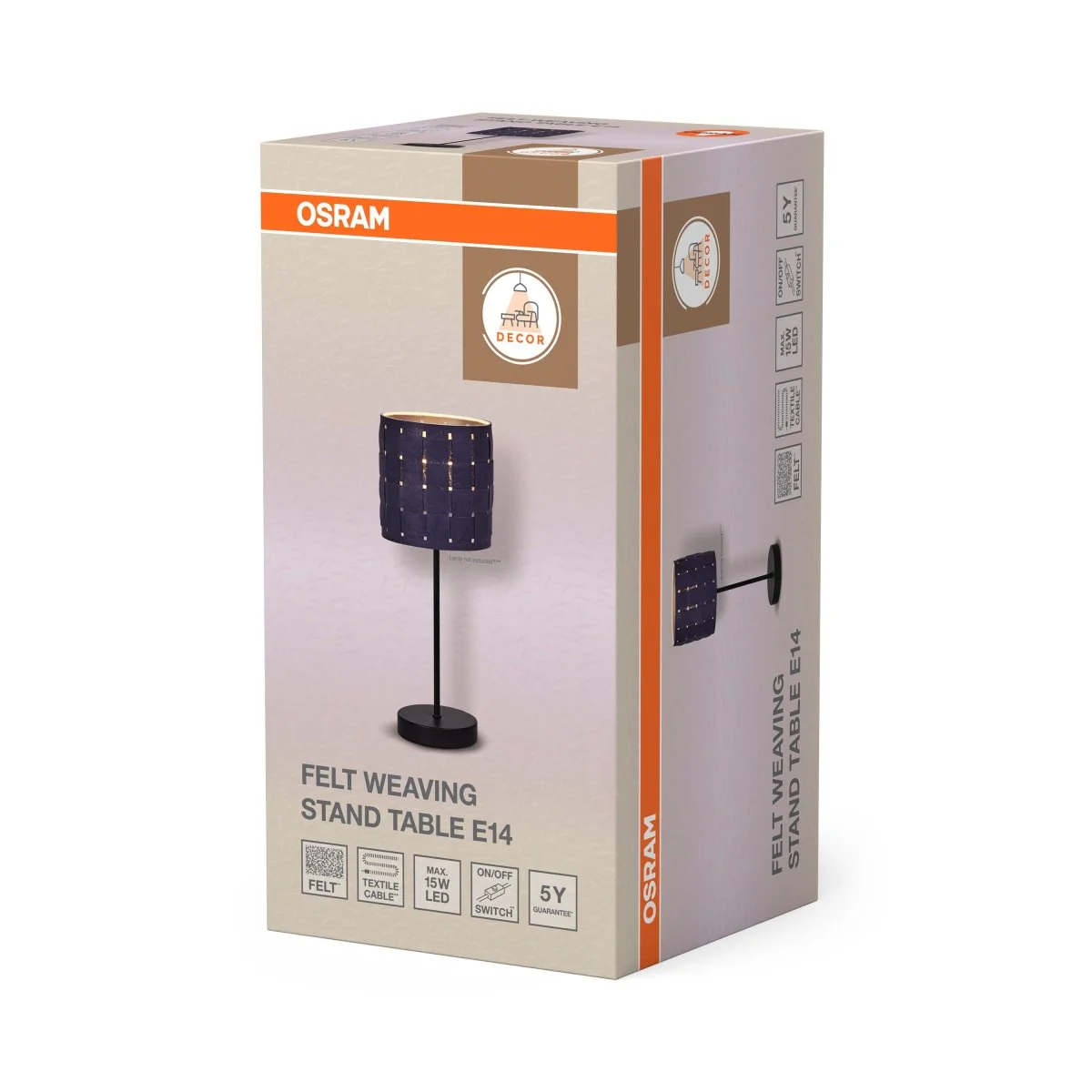 OSRAM Decor Felt Weaving Stand Lampa  stołowa E14 ciemnoszara - Image 2