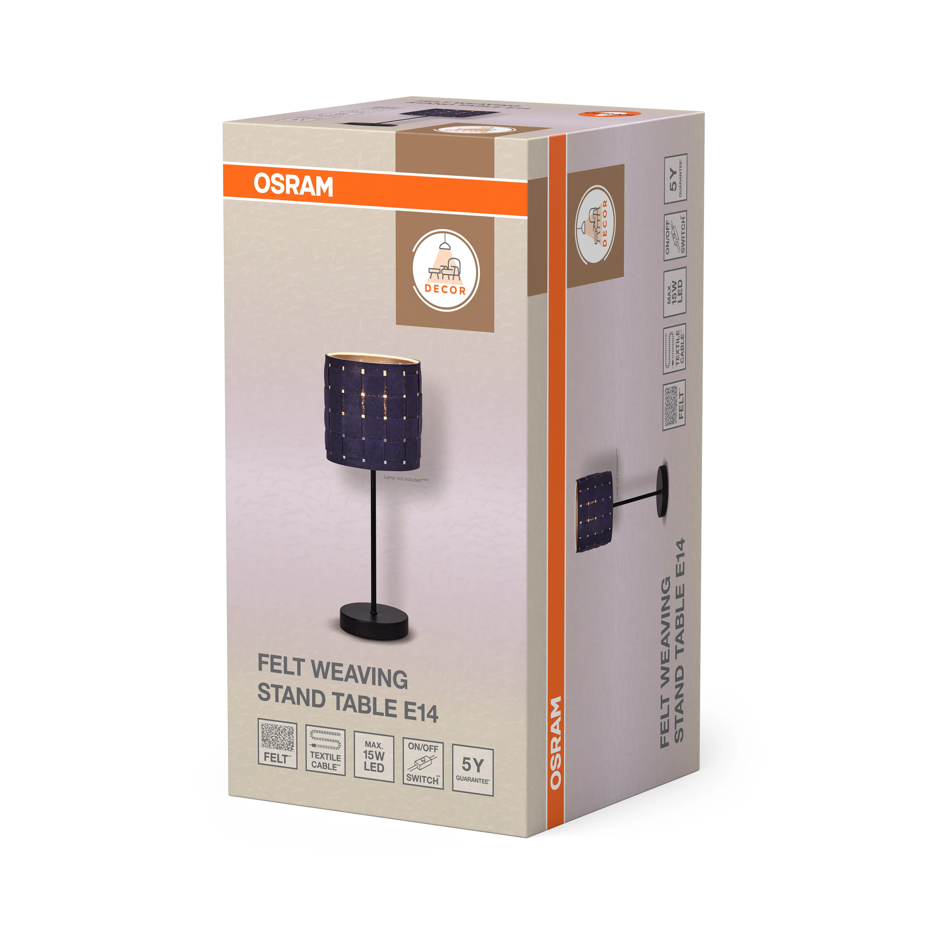OSRAM Decor Felt Weaving Stand Lampa  stołowa E14 ciemnoszara - Image 6