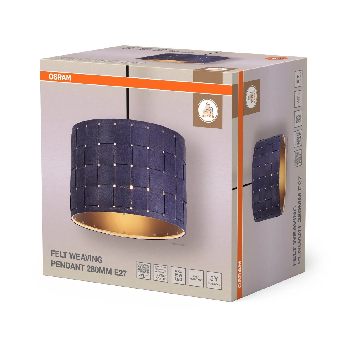 OSRAM Decor Felt Weaving Wisząca 280mm E 27 ciemnoszary - Image 2