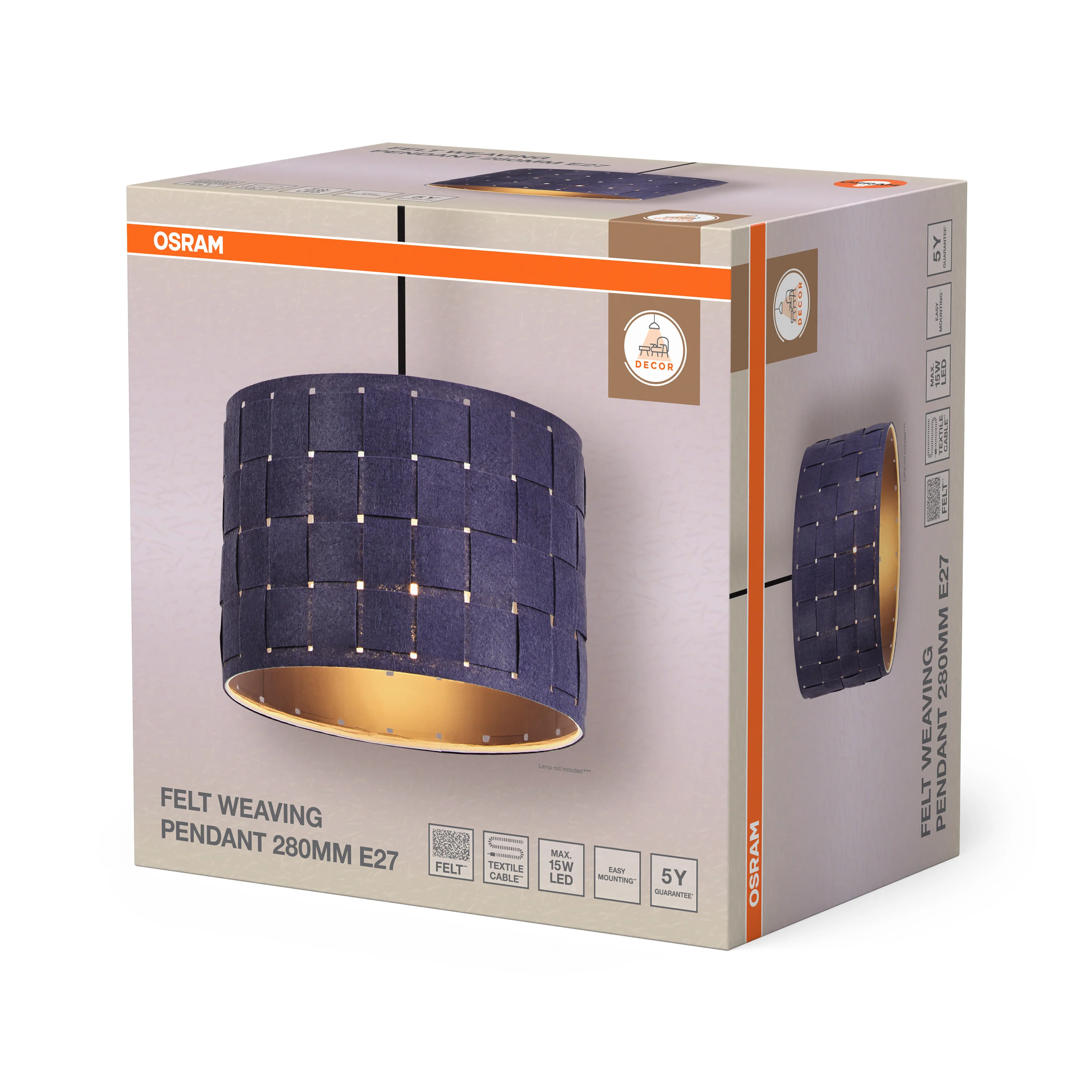 OSRAM Decor Felt Weaving Wisząca 280mm E 27 ciemnoszary - Image 6