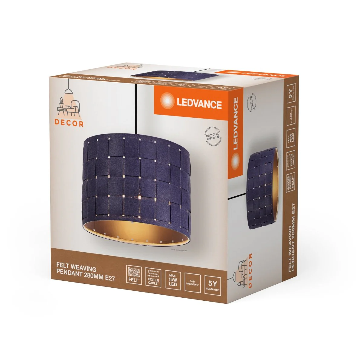 OSRAM Decor Felt Weaving Wisząca 280mm E27 ciemnoszary - Image 2