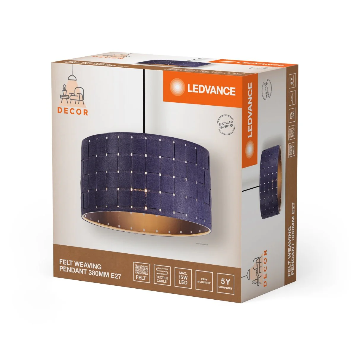 OSRAM Decor Felt Weaving Wisząca 380mm E27 ciemnoszary - Image 2