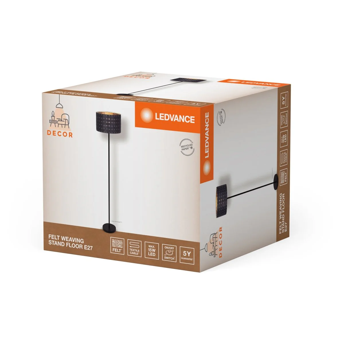 OSRAM Decor FeltWeaving Cans lampa podłogowa E27 ciemnoszara - Image 2