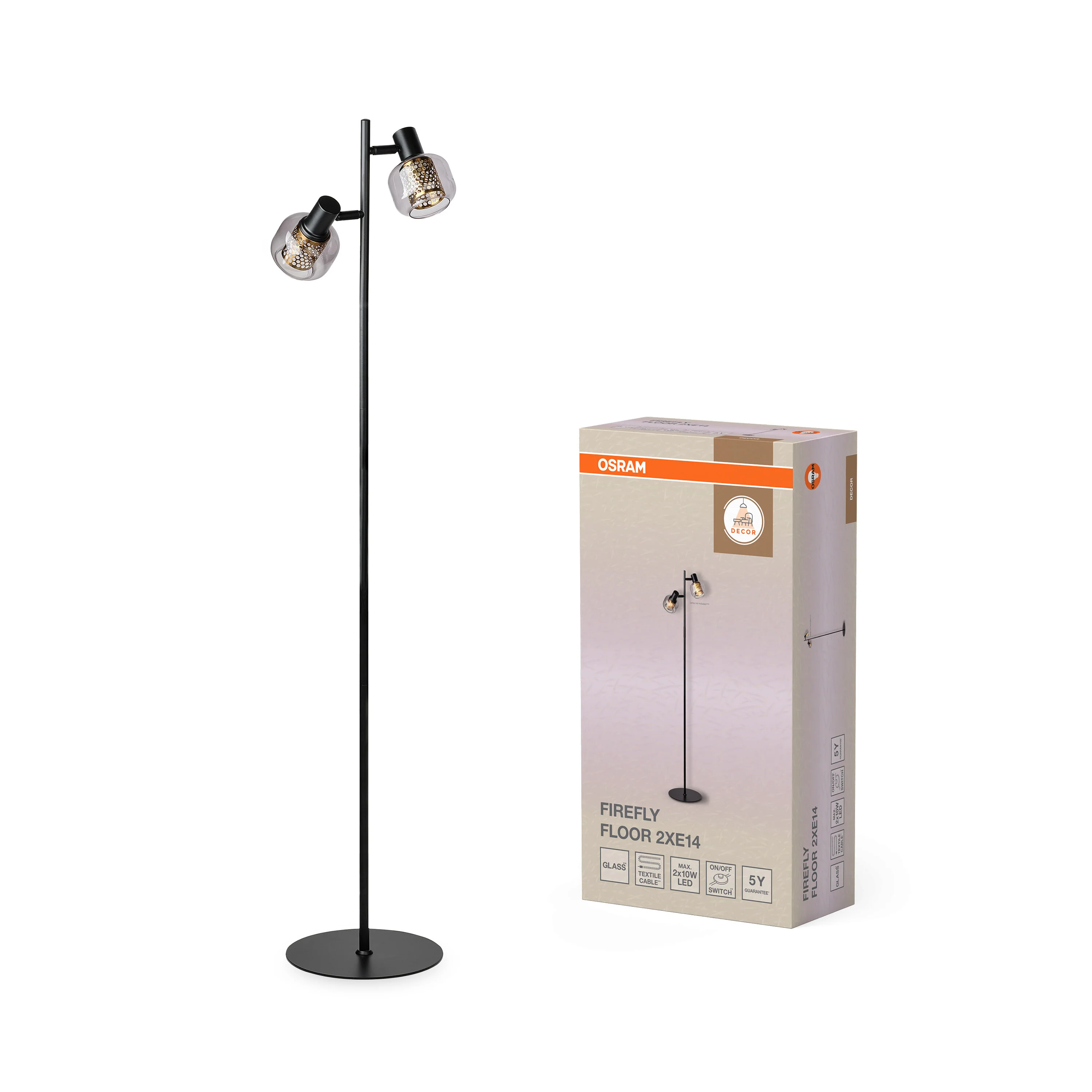 OSRAM Decor Firefly Lampa stojąca 2xE14 czarna - Image 5