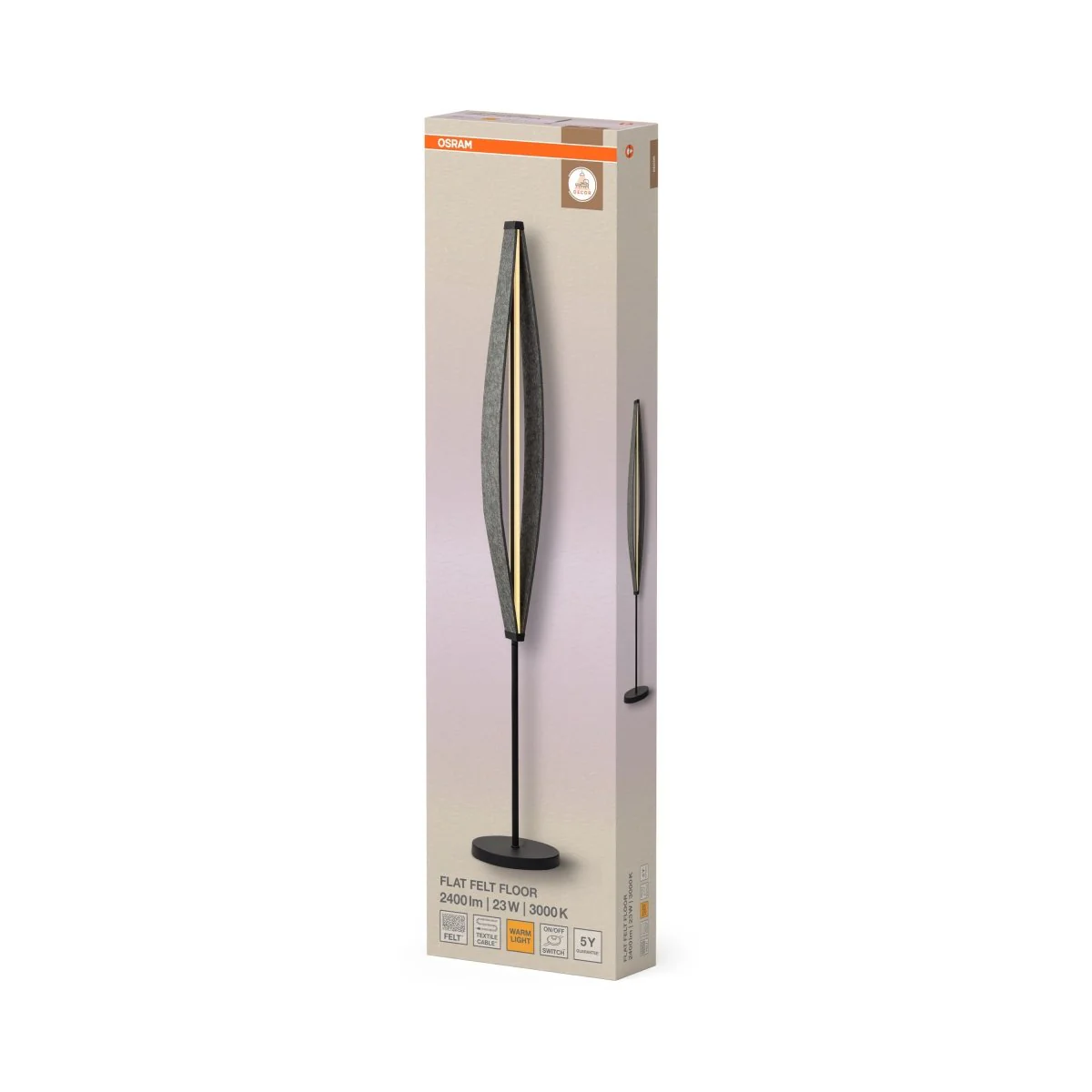 OSRAM Decor Flat Felt Lampa stojąca 23W 830 ciemnoszara - Image 2