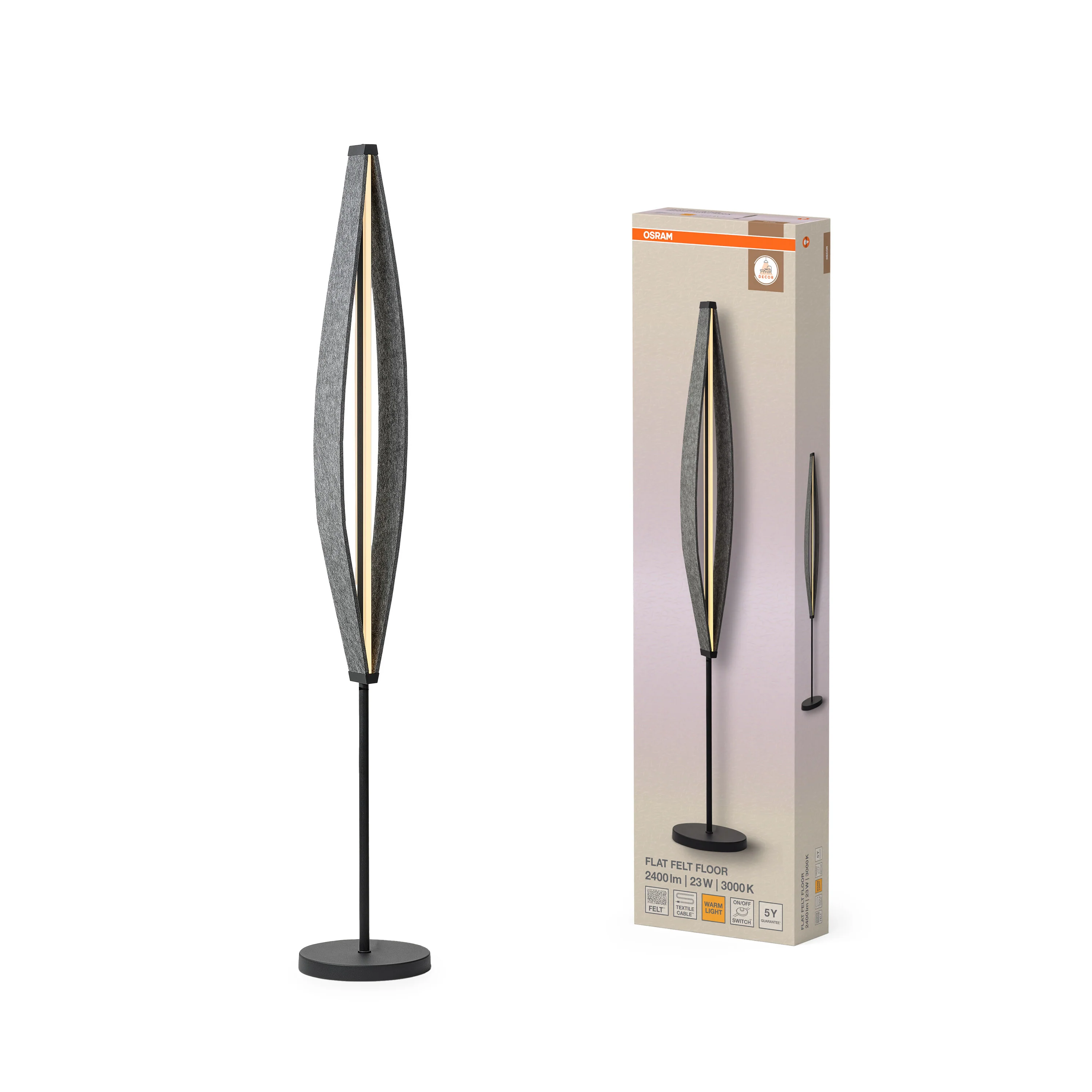 OSRAM Decor Flat Felt Lampa stojąca 23W 830 ciemnoszara - Image 5