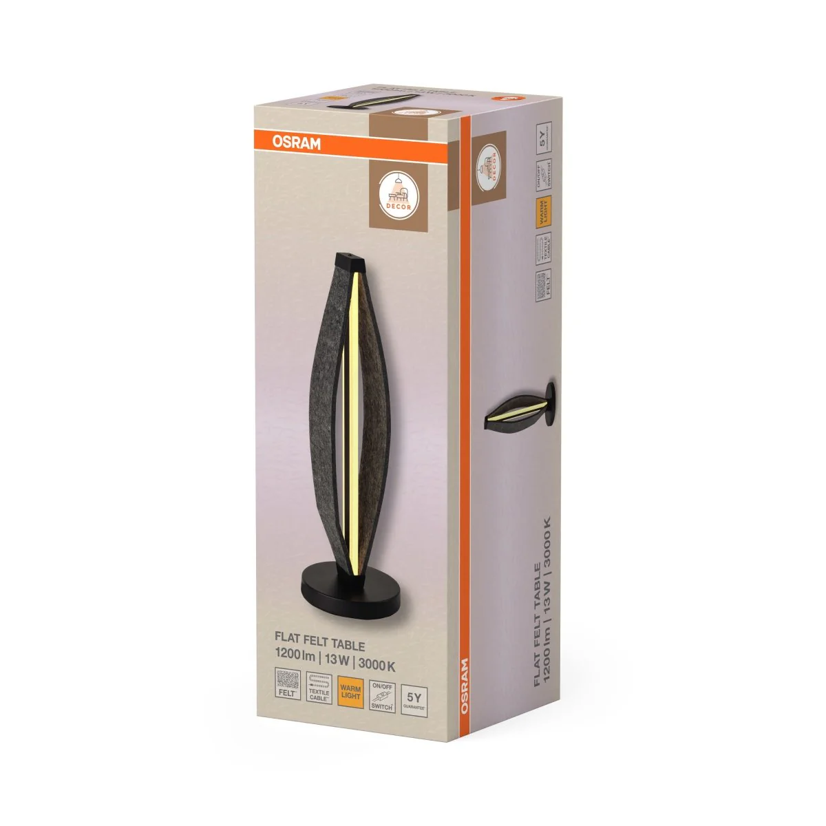OSRAM Decor Flat Felt Lampa stołowa 13W 830 ciemnoszara - Image 2