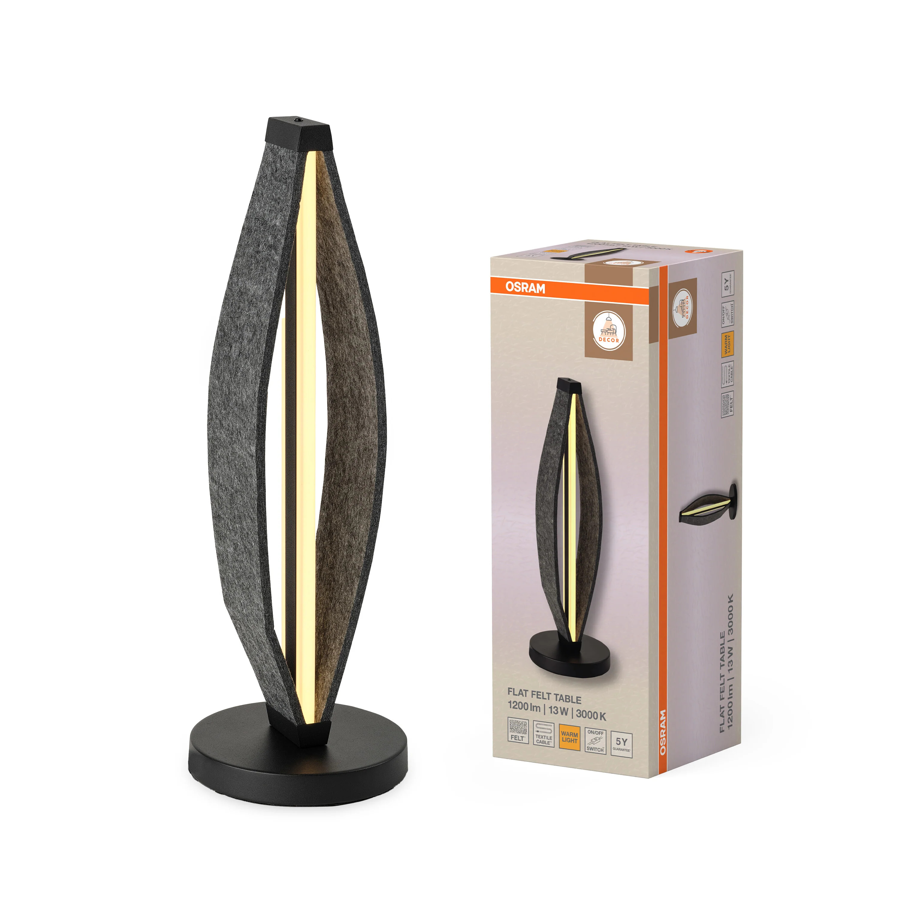 OSRAM Decor Flat Felt Lampa stołowa 13W 830 ciemnoszara - Image 5