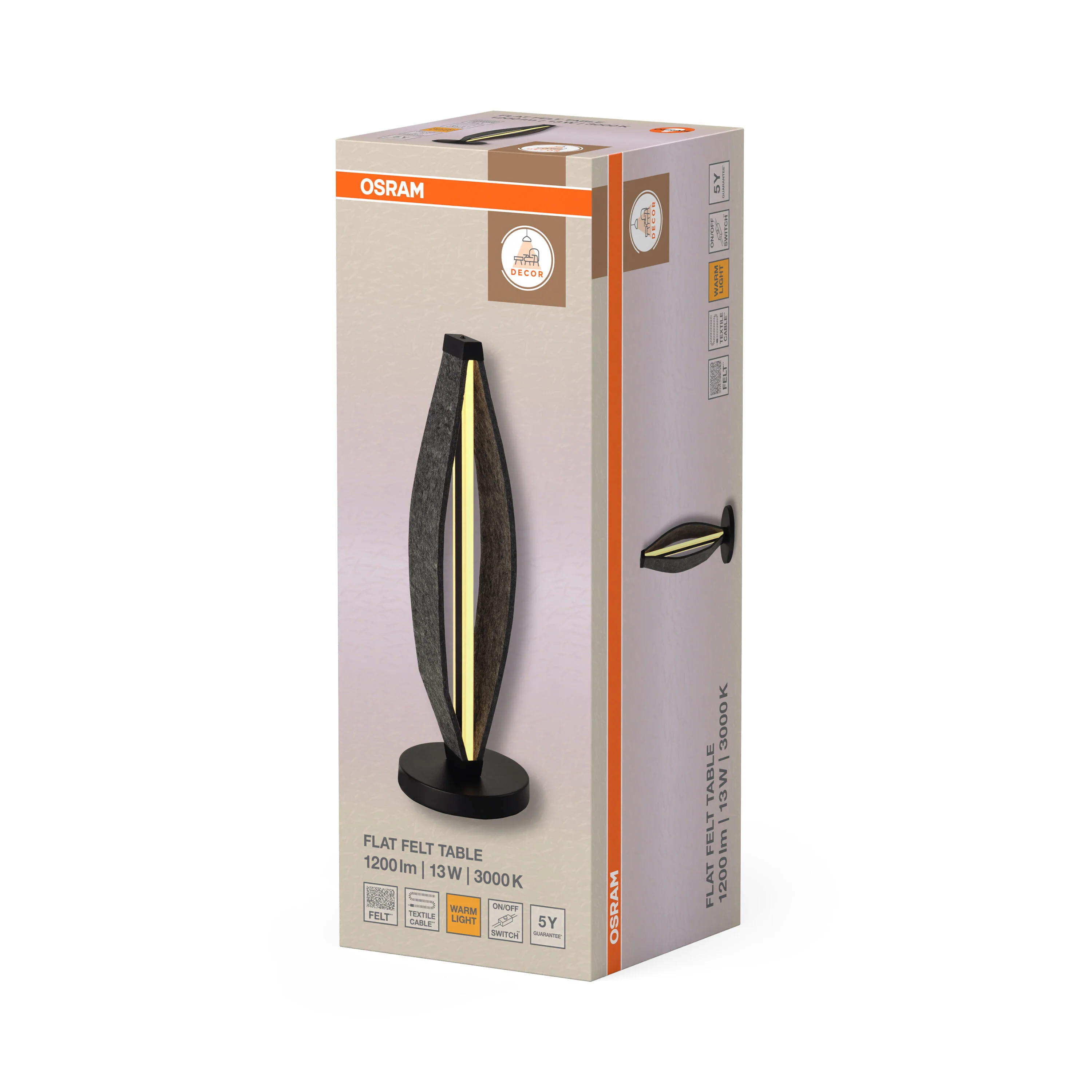 OSRAM Decor Flat Felt Lampa stołowa 13W 830 ciemnoszara - Image 6