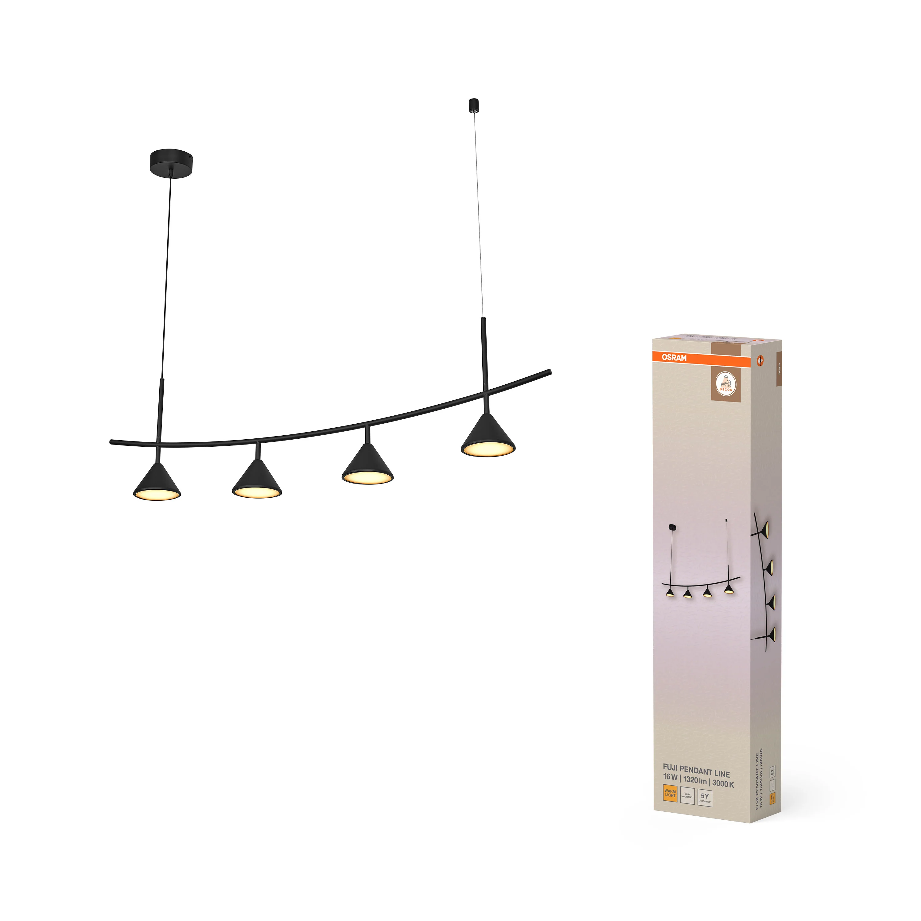 OSRAM Decor Fuji Wisząca 4XE27 liniowy 16W 930 czarny - Image 5