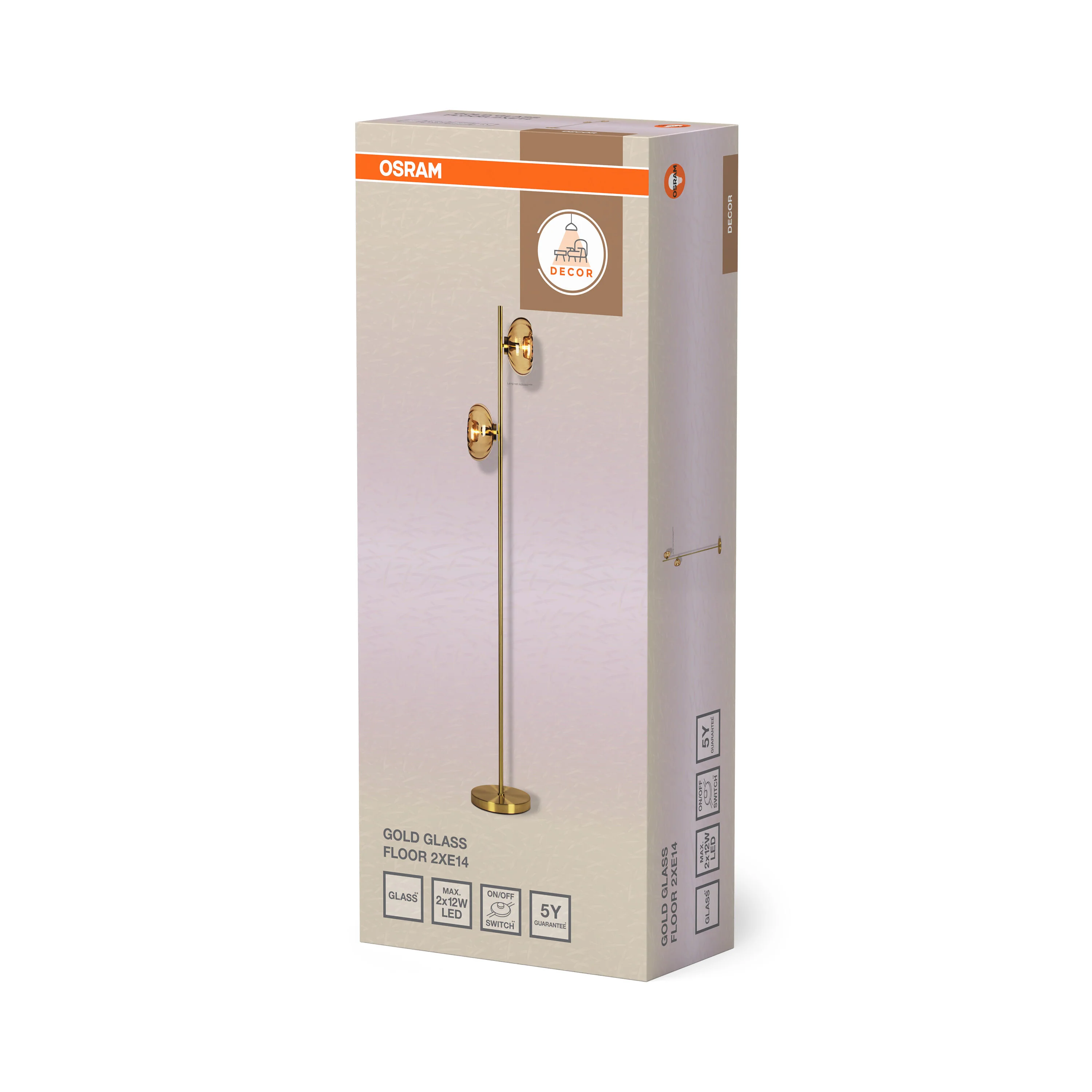 OSRAM Decor Gold Glass Lampa stojąca 2xE14 złota - Image 6