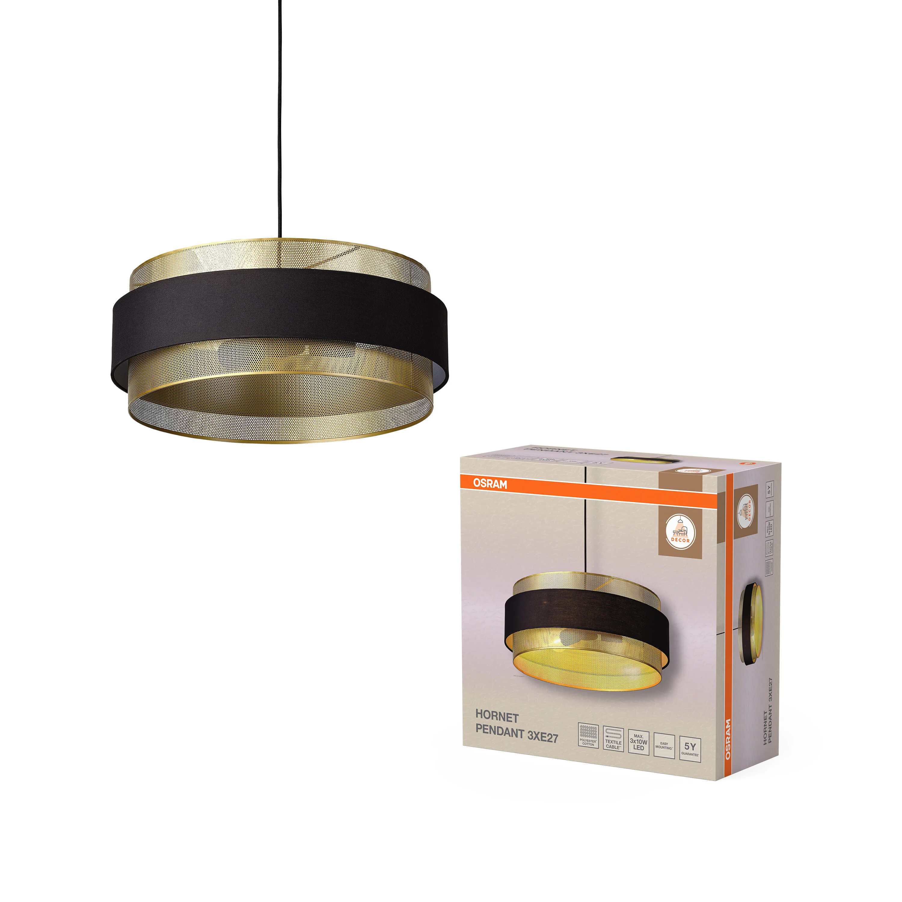 OSRAM Decor Hornet Wisząca 3xE27 czarny - Image 5