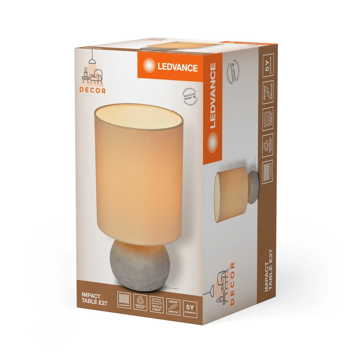 OSRAM Decor Impact lampa stołowa 1×E27 beżowo-szara - Image 2