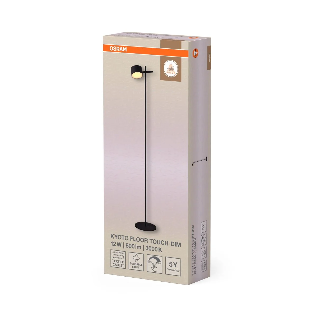 OSRAM Decor Kyoto Lampa stojąca 12W 930 Touch DIM czarna - Image 2