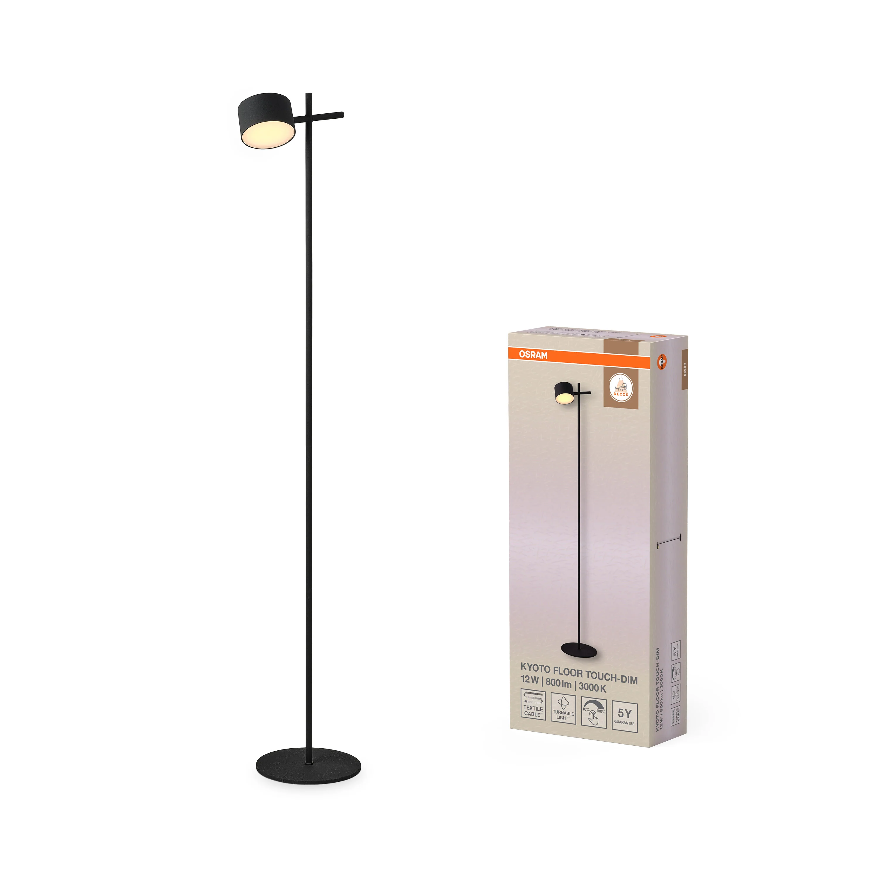 OSRAM Decor Kyoto Lampa stojąca 12W 930 Touch DIM czarna - Image 5