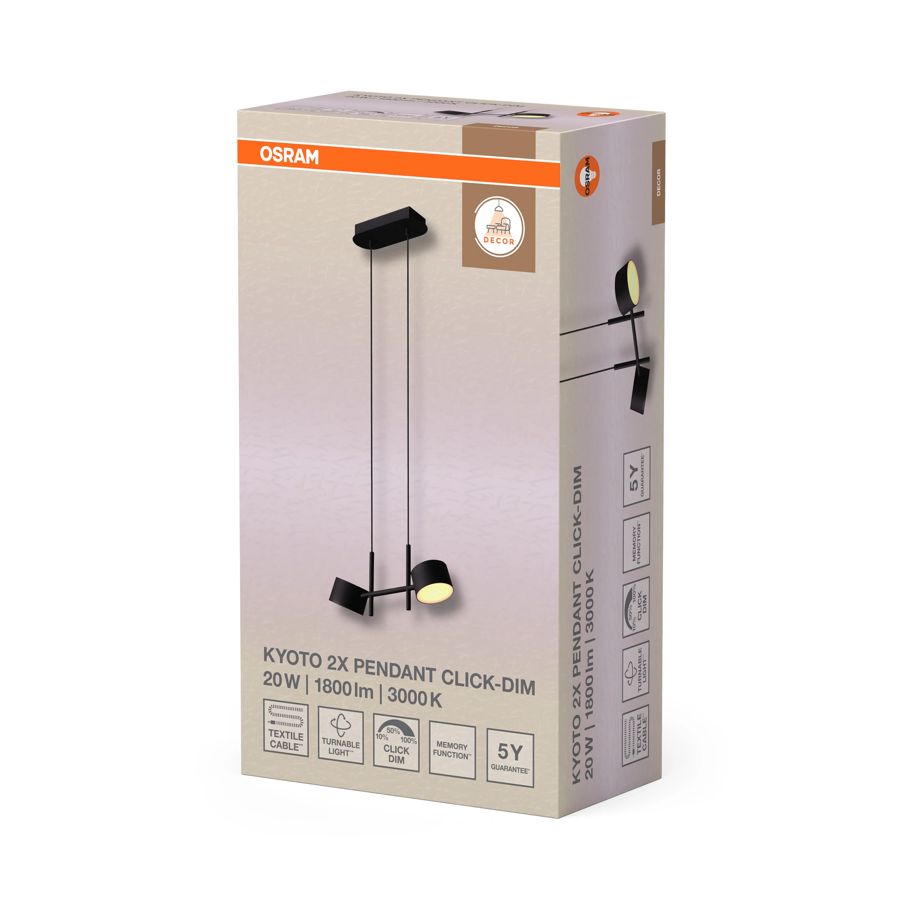 OSRAM Decor Kyoto Wisząca 2XPendant 20W 930 Click DIM czarny - Image 6