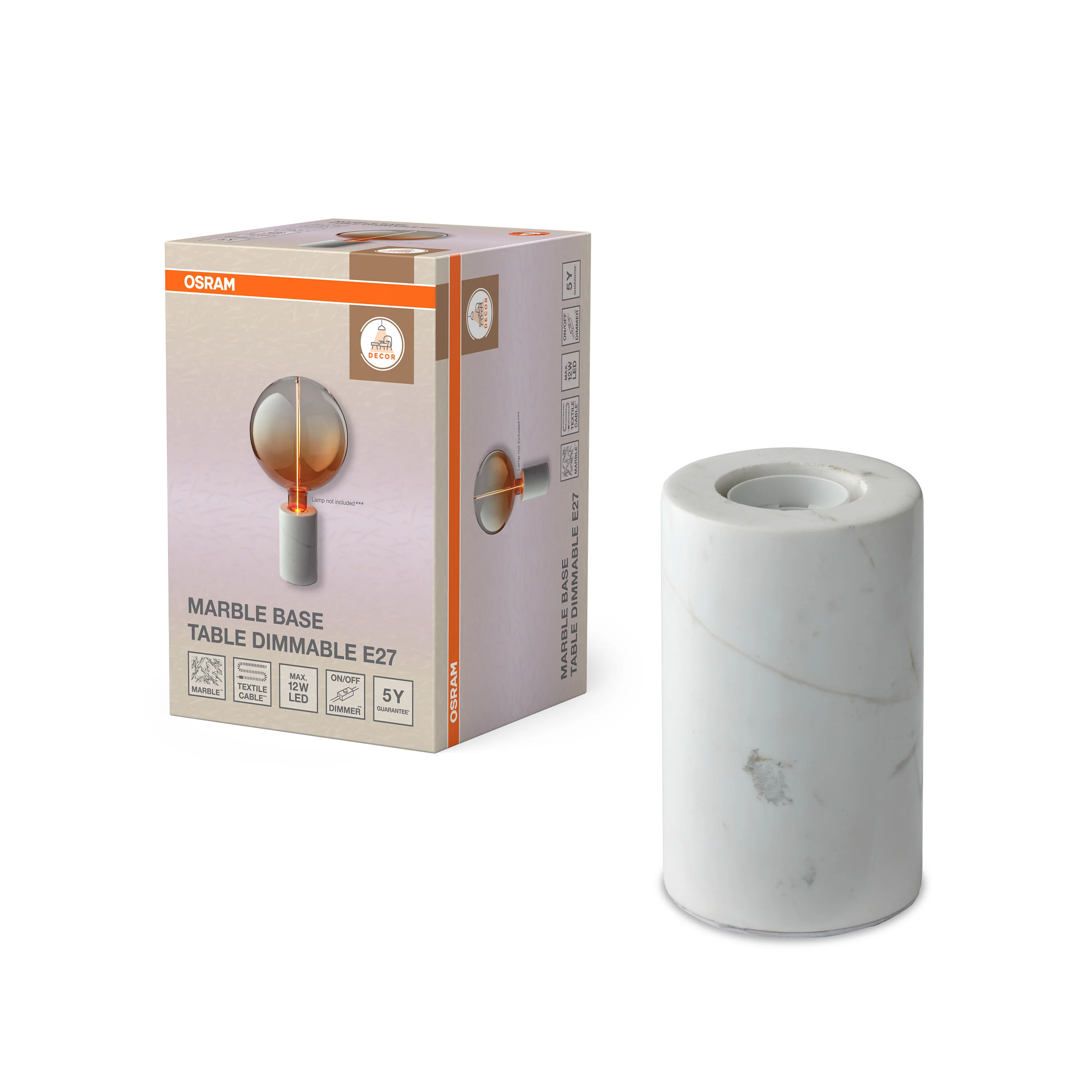 OSRAM Decor Marble Base Lampa stołowa DIM E27 biała - Image 5