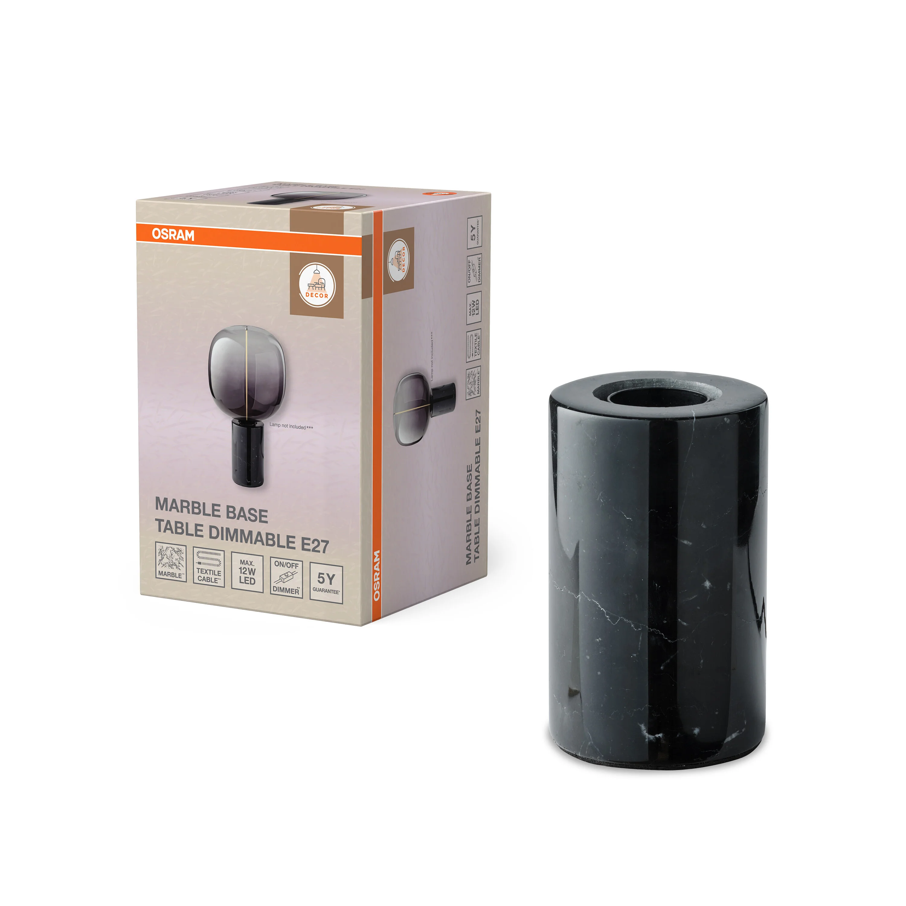 OSRAM Decor Marble Base Lampa stołowa DIM E27 czarna - Image 5