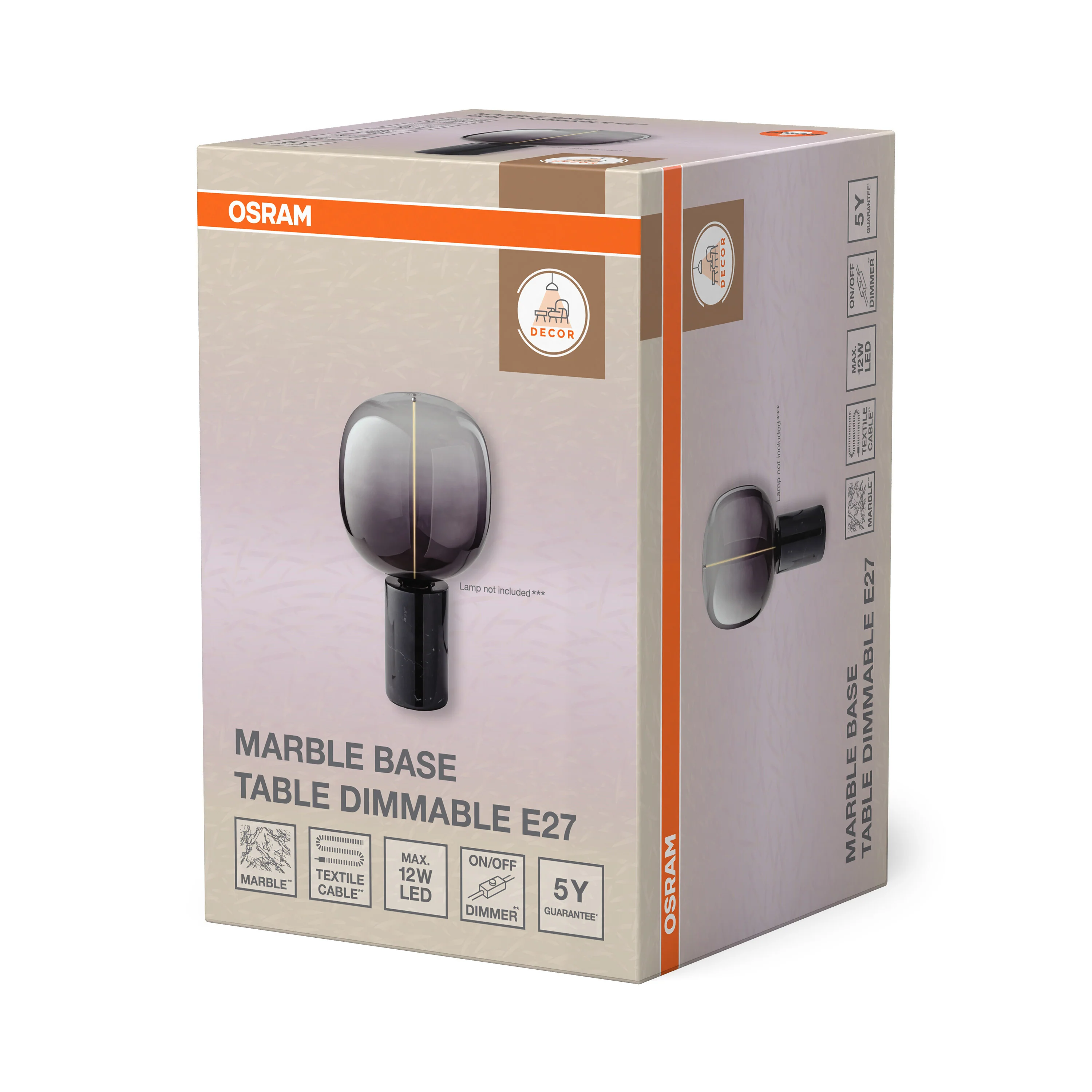 OSRAM Decor Marble Base Lampa stołowa DIM E27 czarna - Image 6