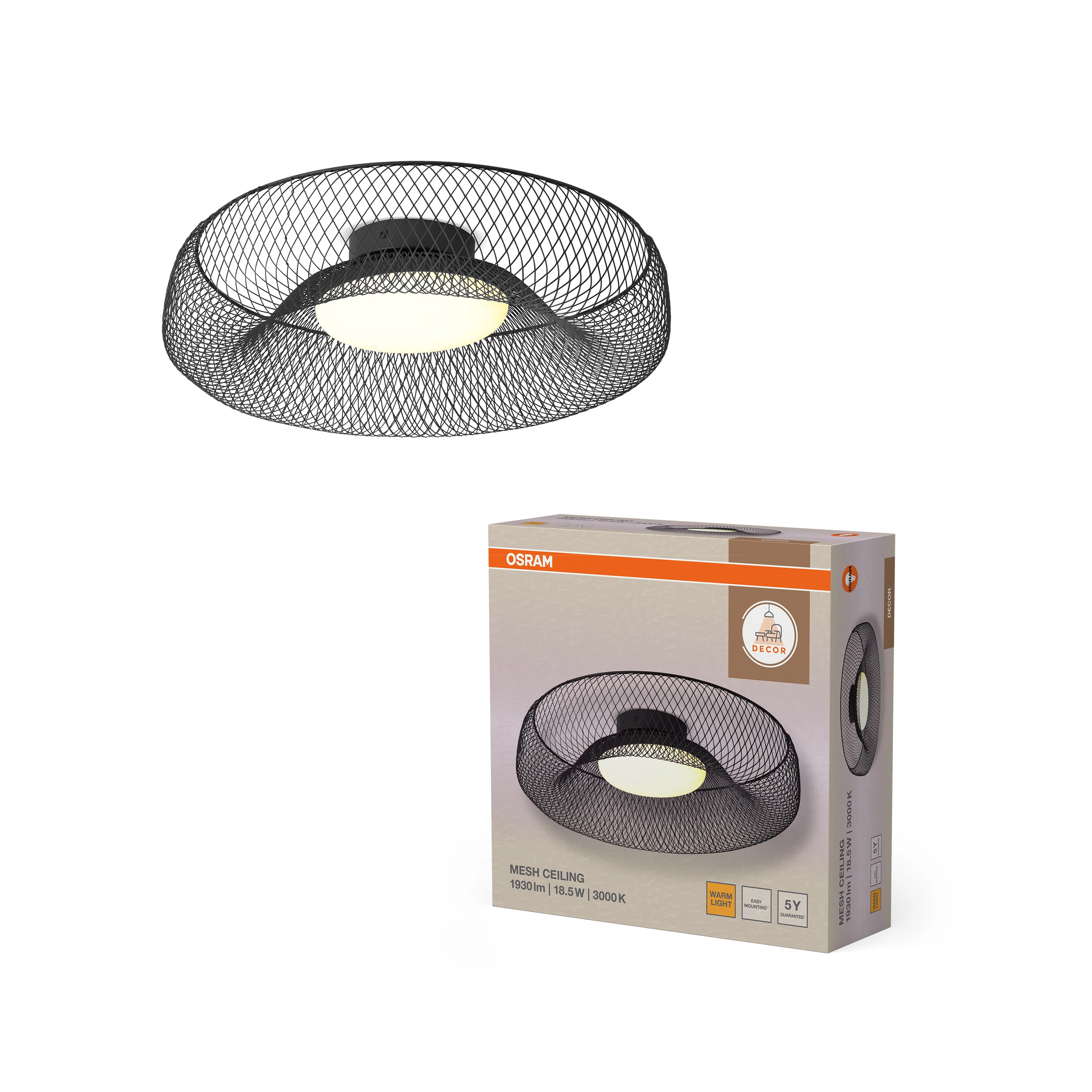 OSRAM Decor Mesh Plafon 18.5W 830 czarny - Image 5