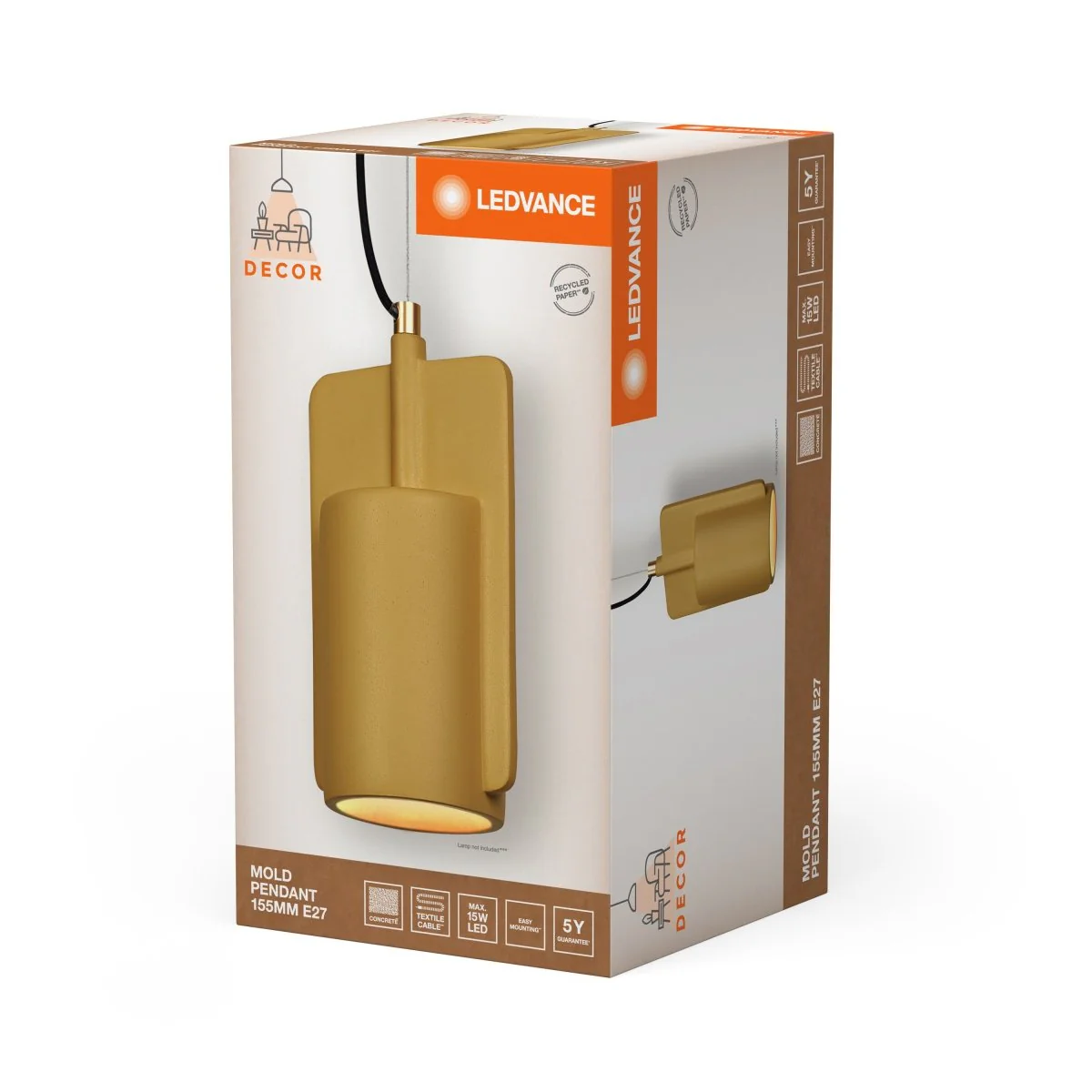 OSRAM Decor Mold lampa Wisząca 155 mm 1×E27 złota - Image 2