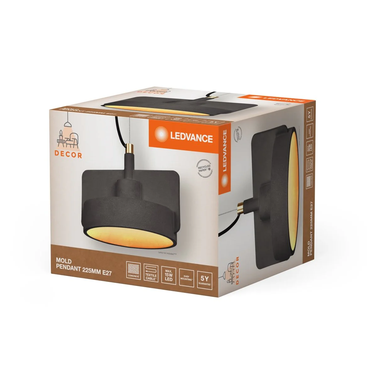 OSRAM Decor Mold lampa Wisząca 225 mm 1×E27 ciemnoszara - Image 2